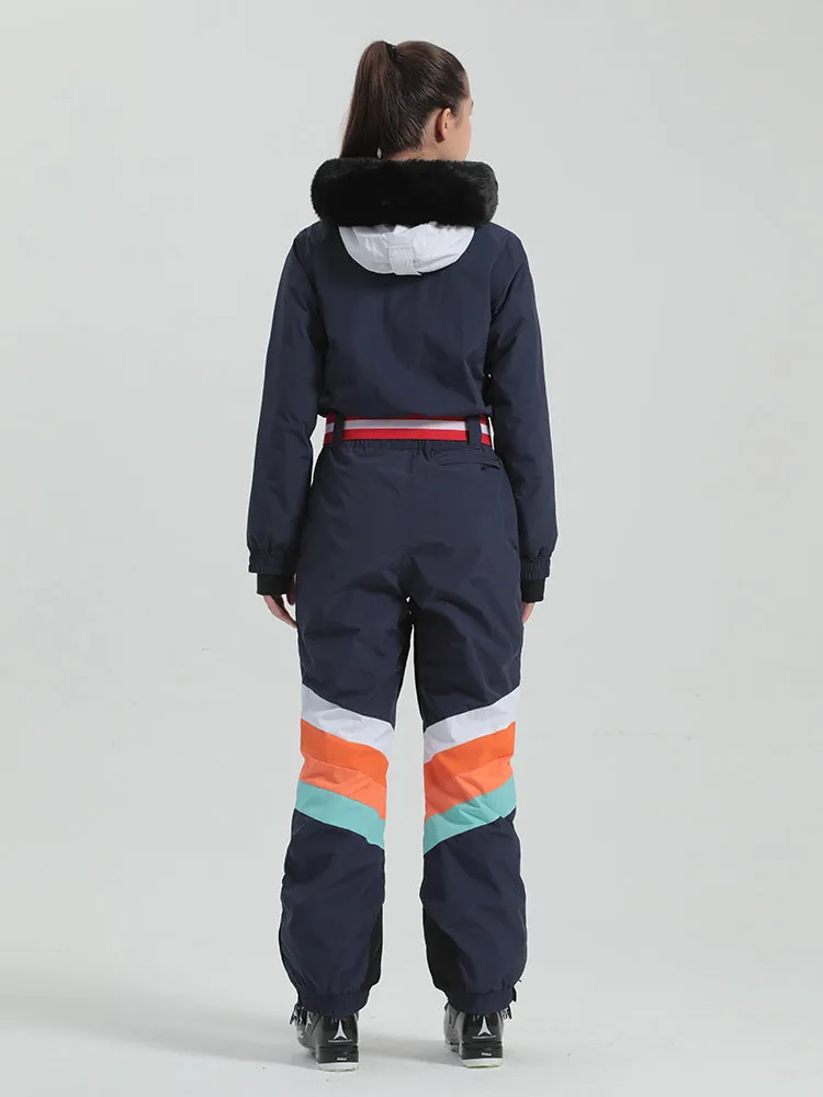 Gsou Snow Women's Unisex Color Block One Piece Ski Suit