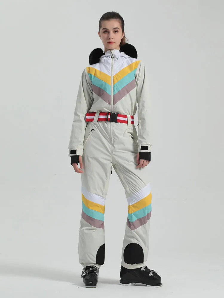 Gsou Snow Women's Unisex Color Block One Piece Ski Suit