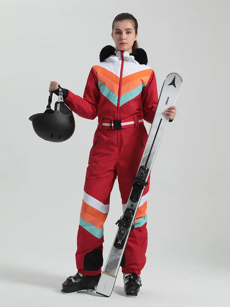 Gsou Snow Women's Unisex Color Block One Piece Ski Suit