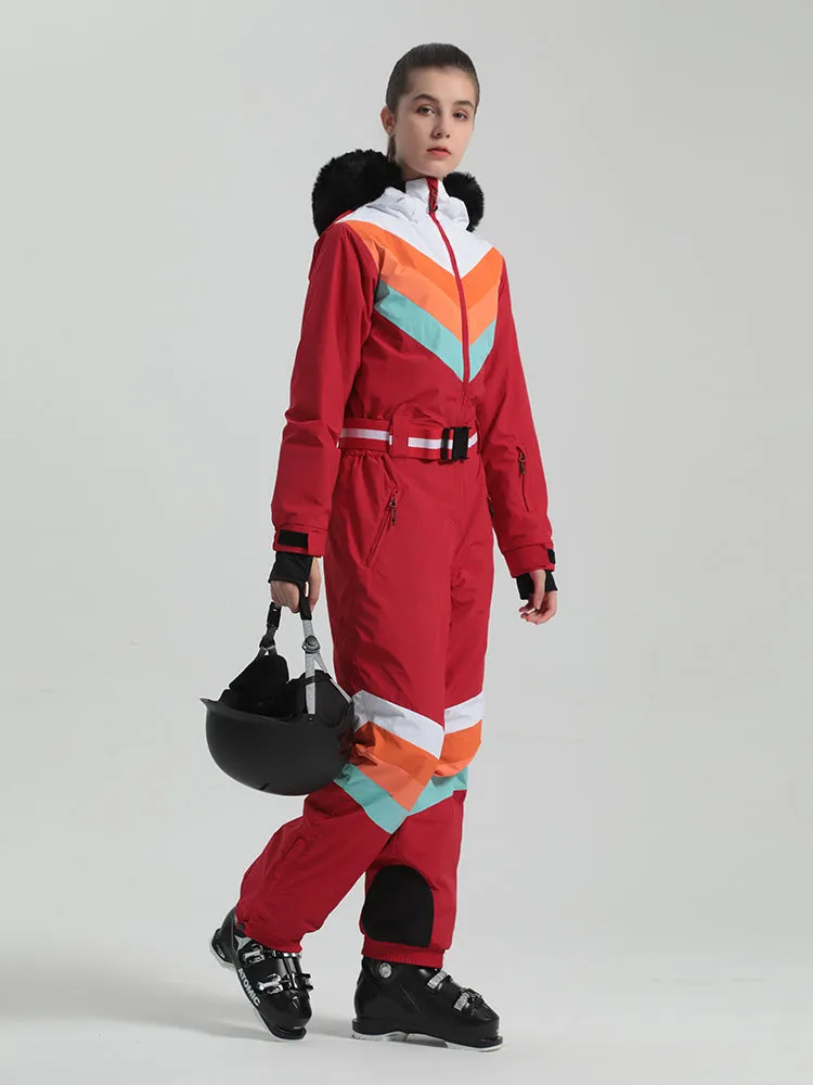 Gsou Snow Women's Unisex Color Block One Piece Ski Suit