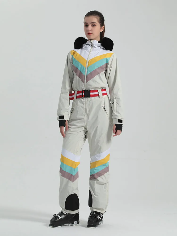 Gsou Snow Women's Unisex Color Block One Piece Ski Suit