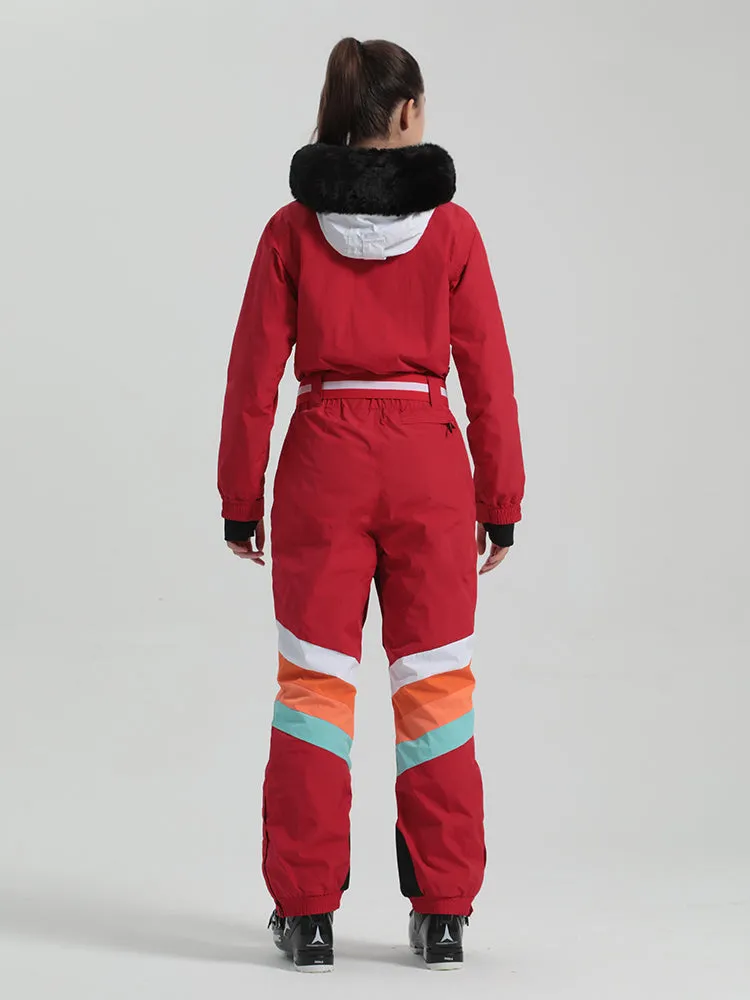 Gsou Snow Women's Unisex Color Block One Piece Ski Suit