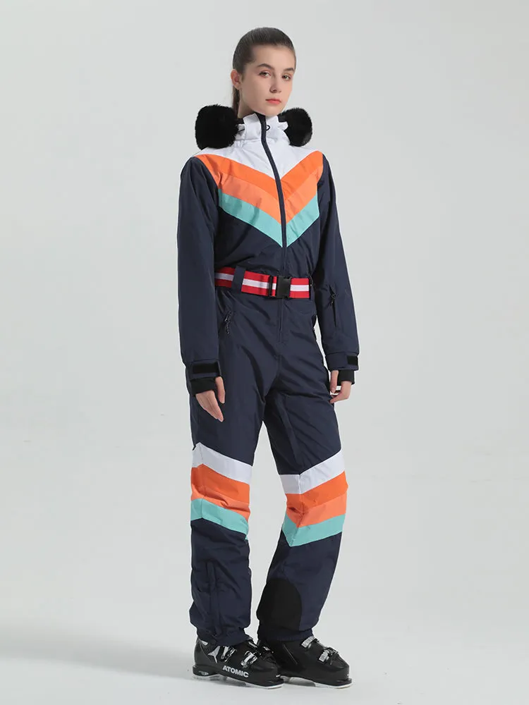 Gsou Snow Women's Unisex Color Block One Piece Ski Suit