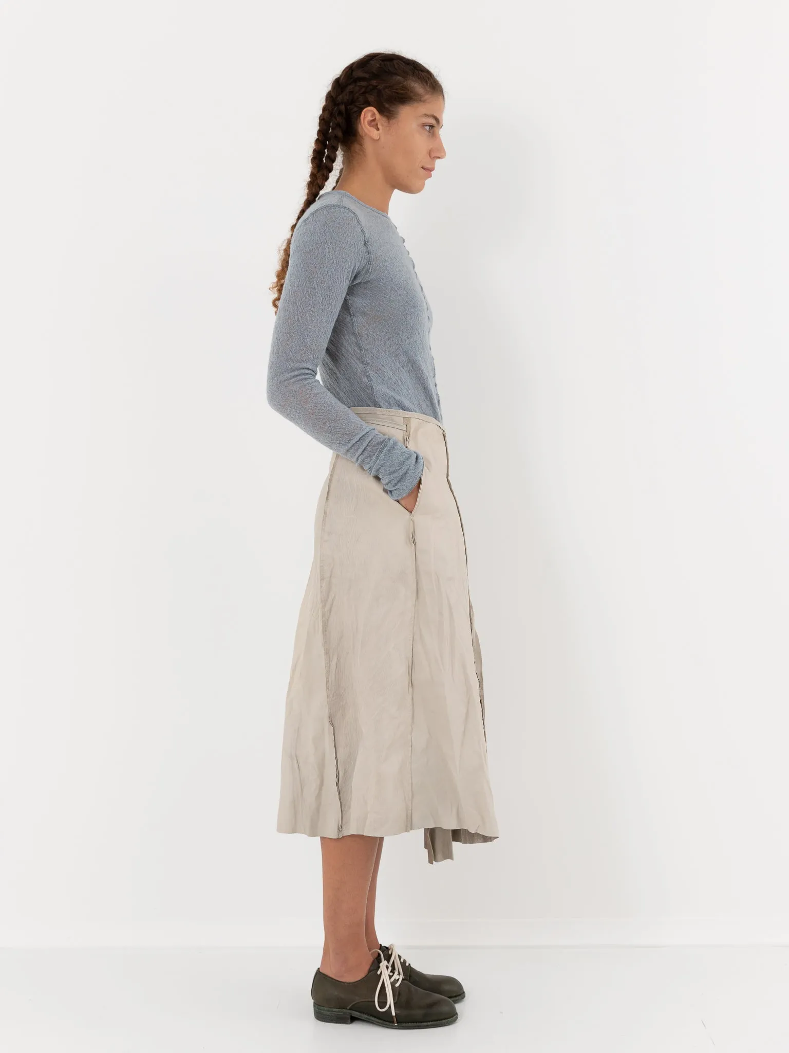 Hazel Brown Leather Wrap Skirt