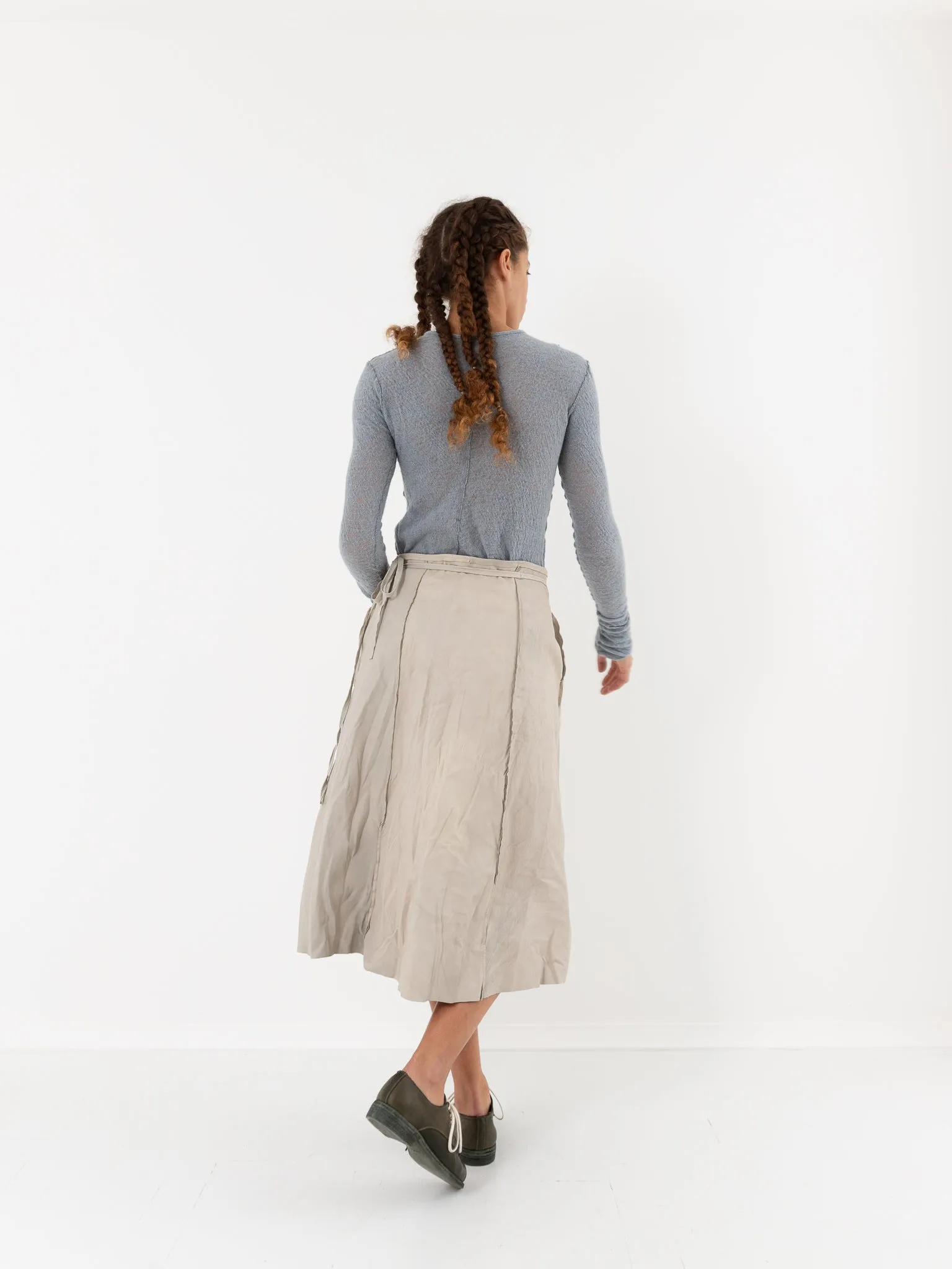 Hazel Brown Leather Wrap Skirt