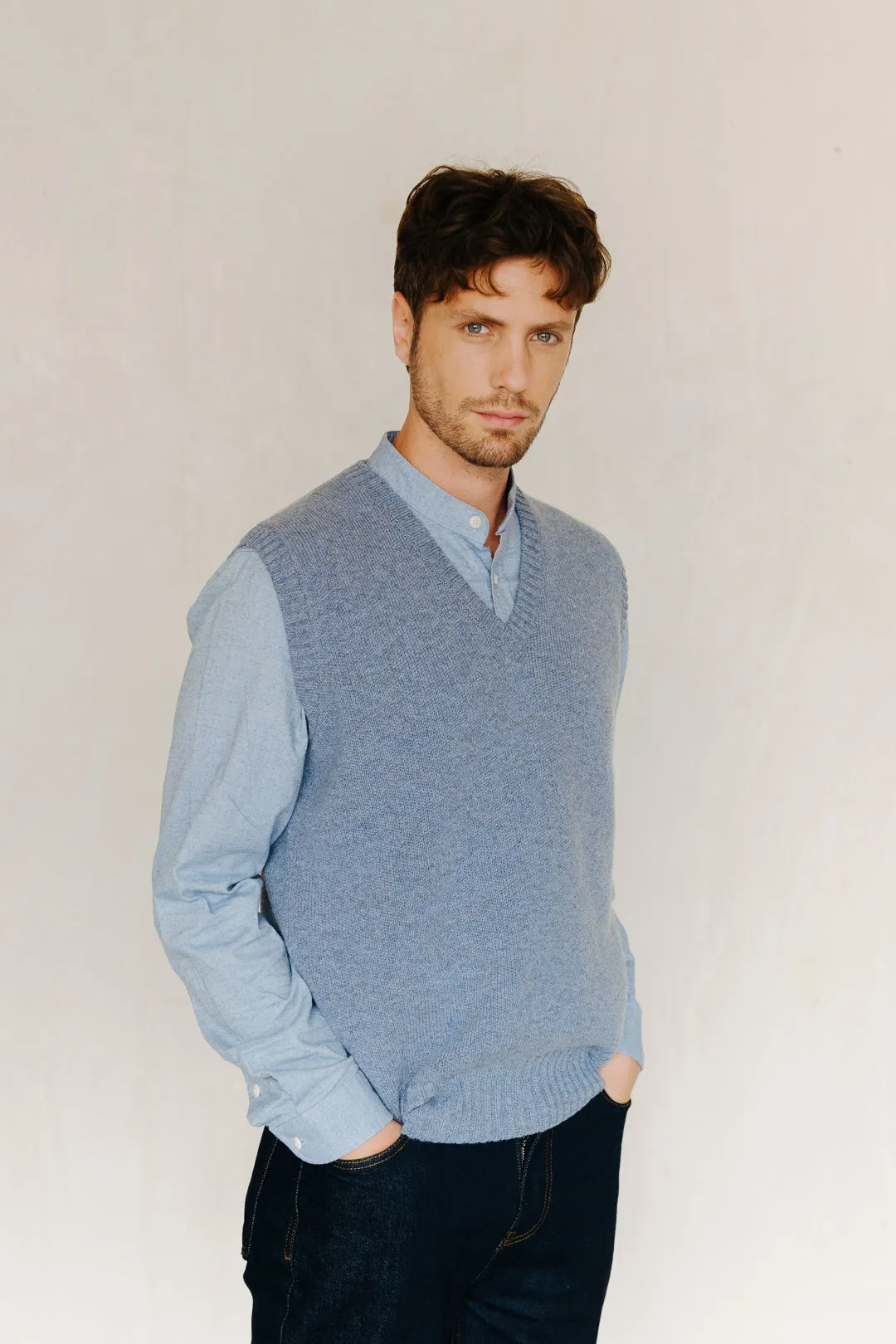 Ice Blue Lambswool Vest