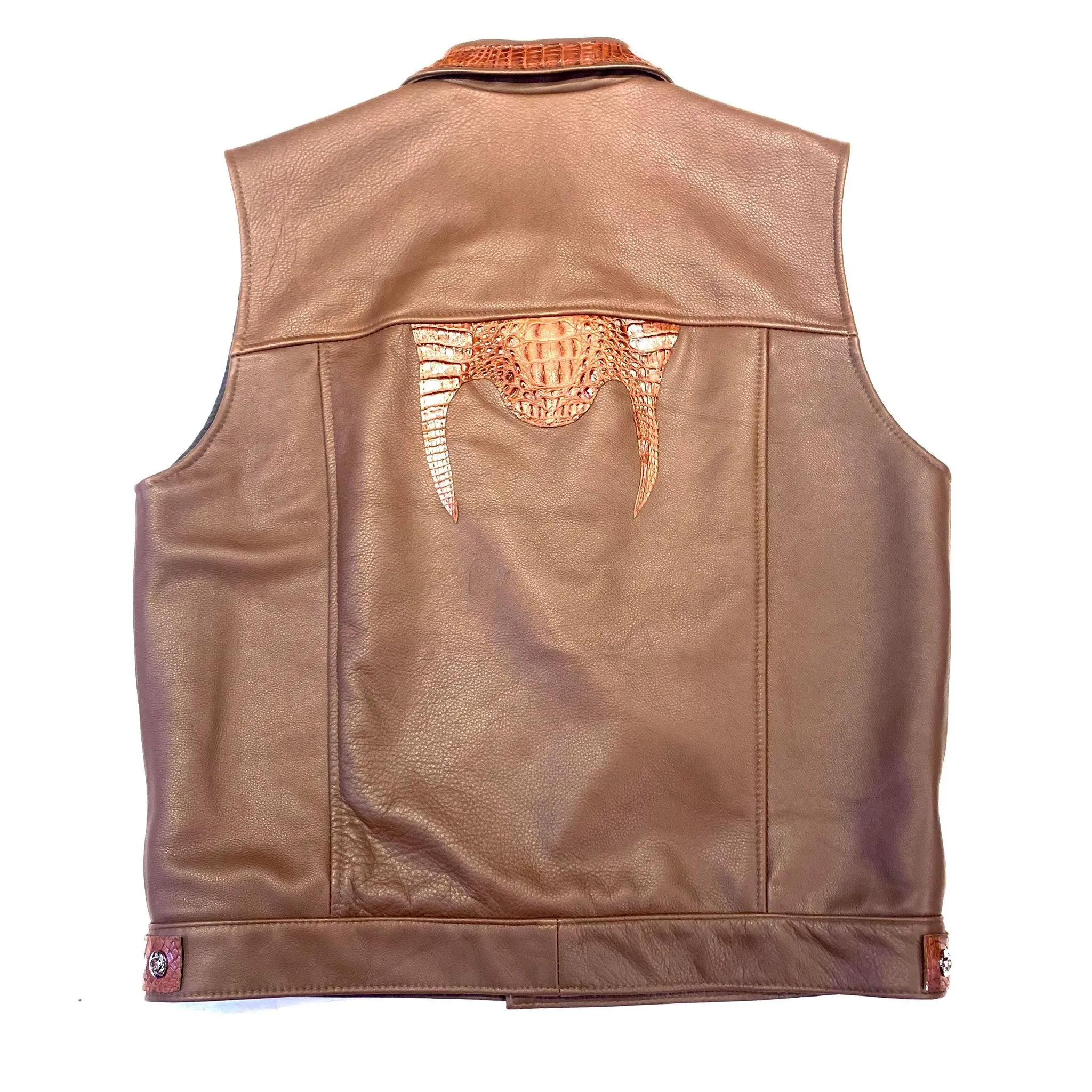 Kashani Men's Chocolate Brown Lambskin/Alligator Vest