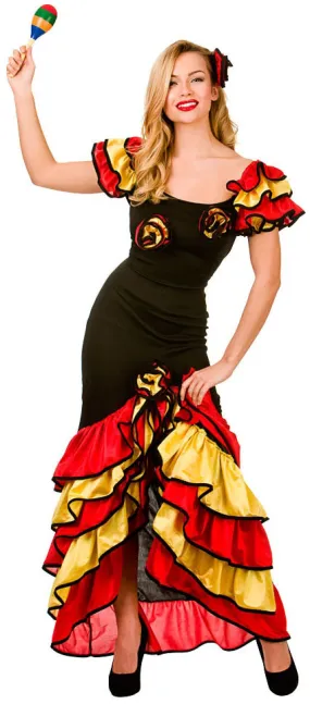 Ladies Spanish Rumba Dancer Salsa Flamenco Costume