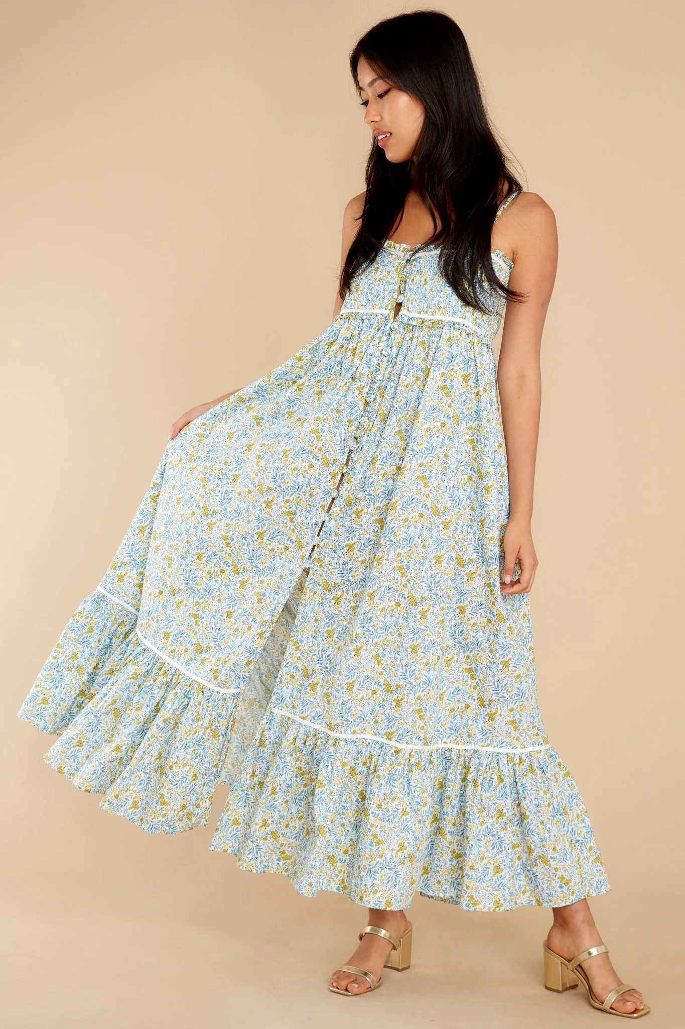 Lead Me There Light Blue Print Maxi Dress