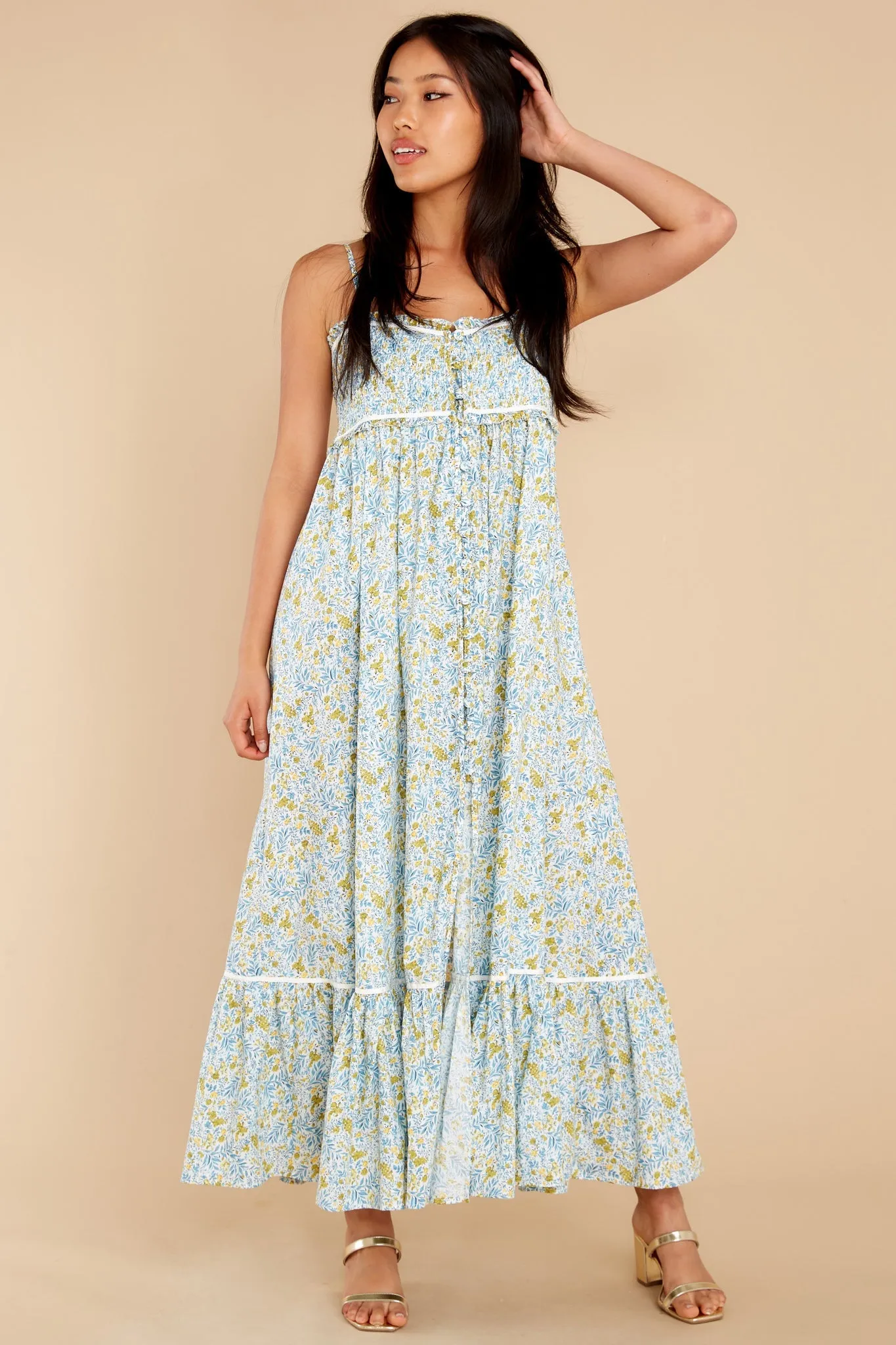 Lead Me There Light Blue Print Maxi Dress