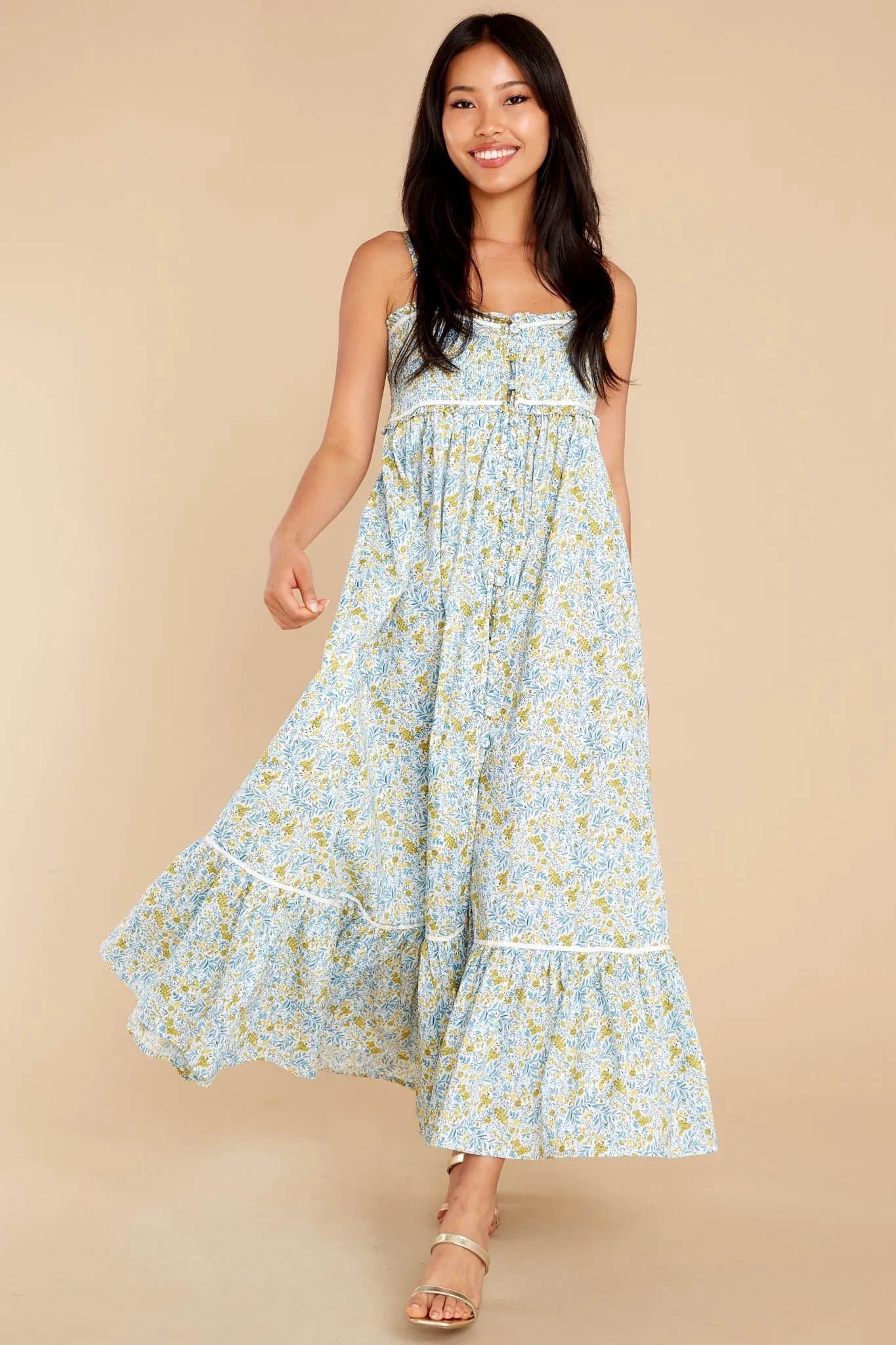 Lead Me There Light Blue Print Maxi Dress