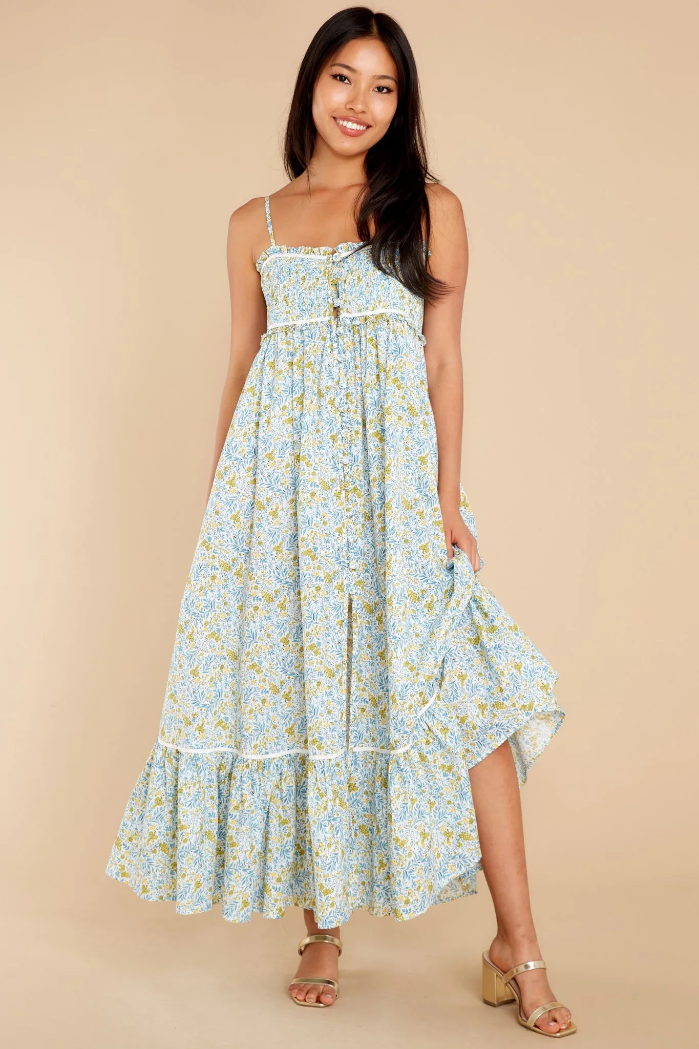 Lead Me There Light Blue Print Maxi Dress