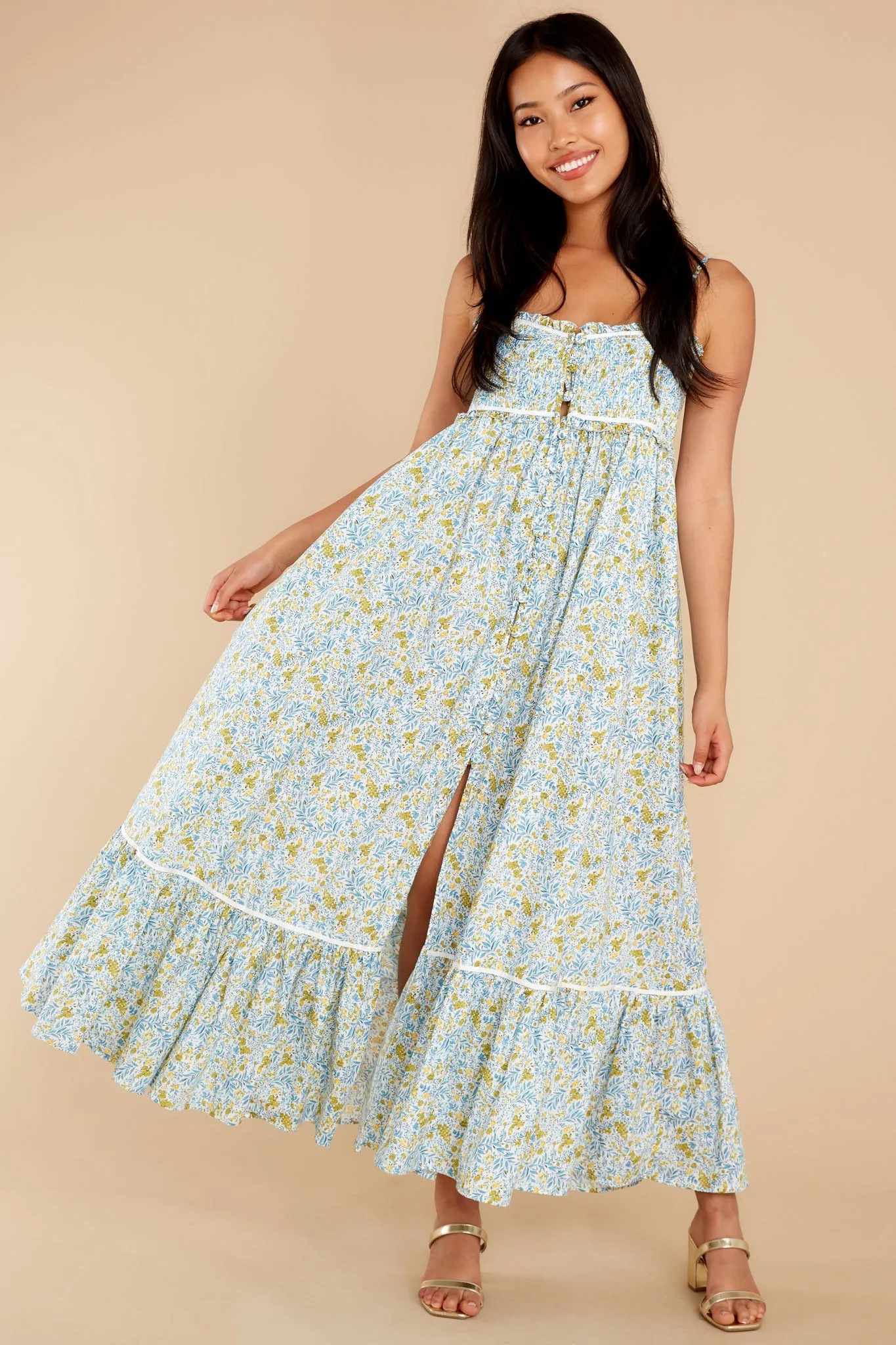 Lead Me There Light Blue Print Maxi Dress