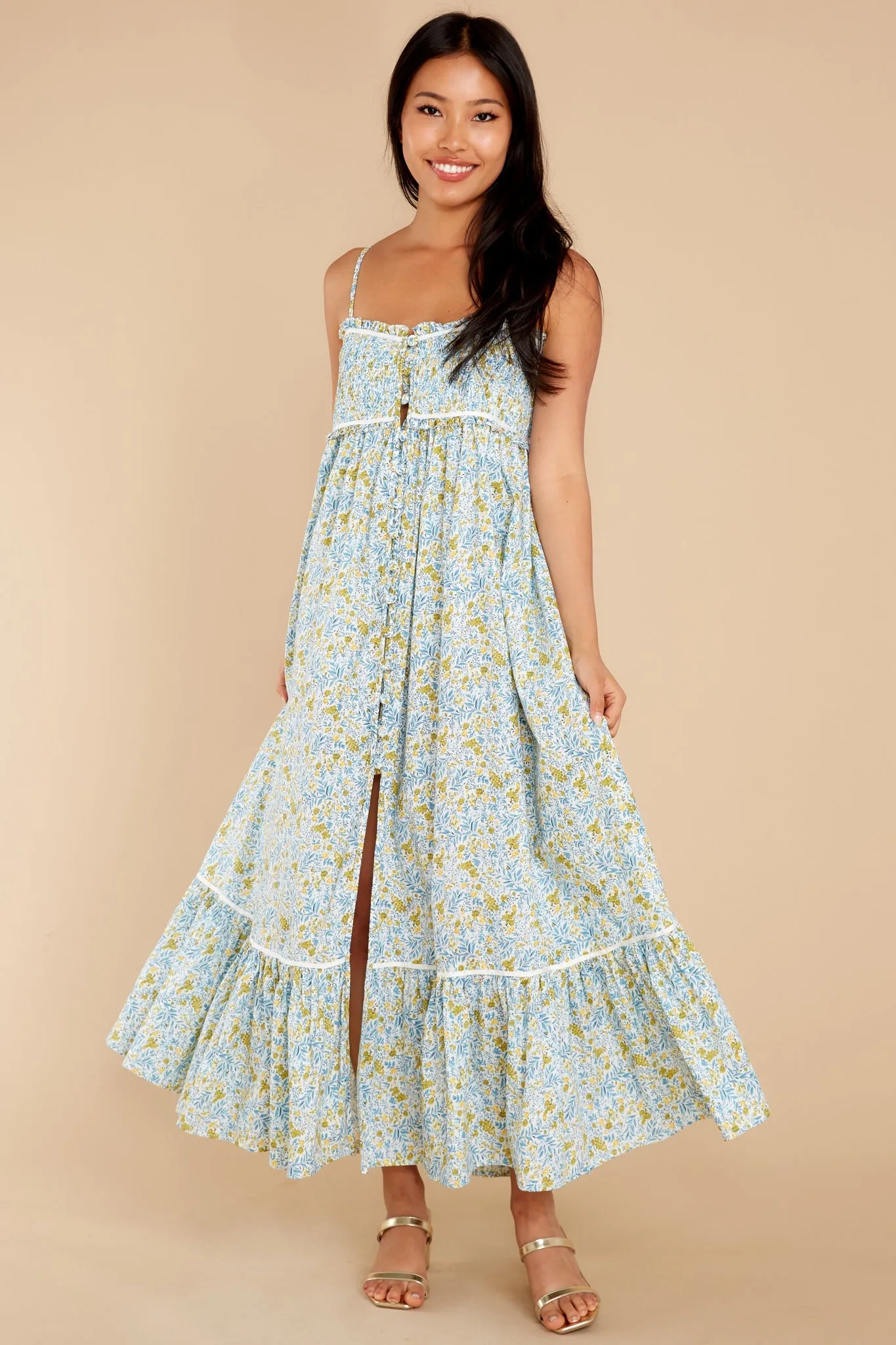 Lead Me There Light Blue Print Maxi Dress