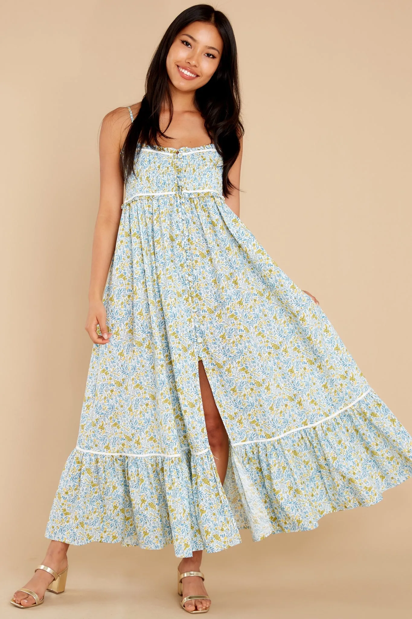 Lead Me There Light Blue Print Maxi Dress