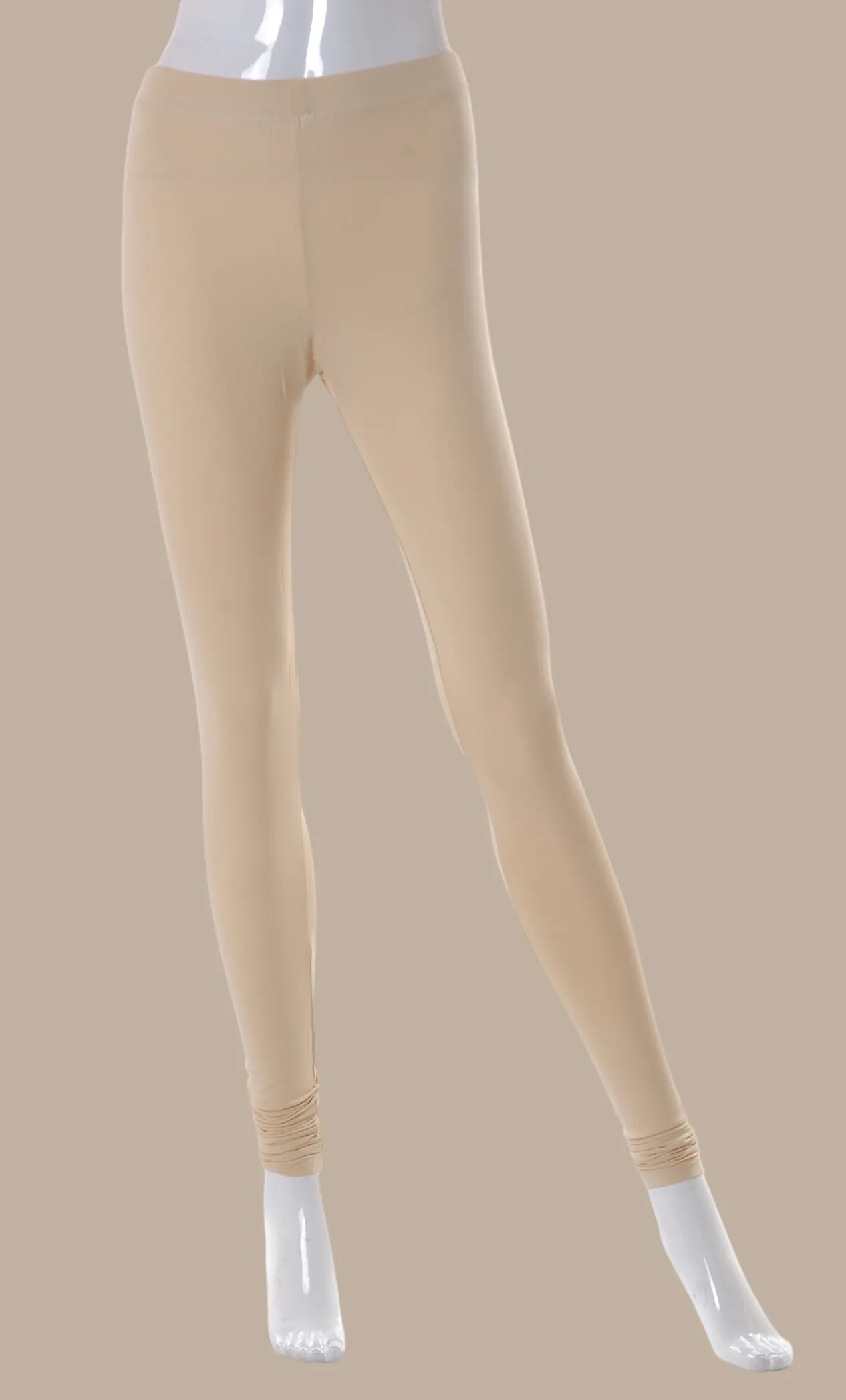 Light Beige Cotton Leggings