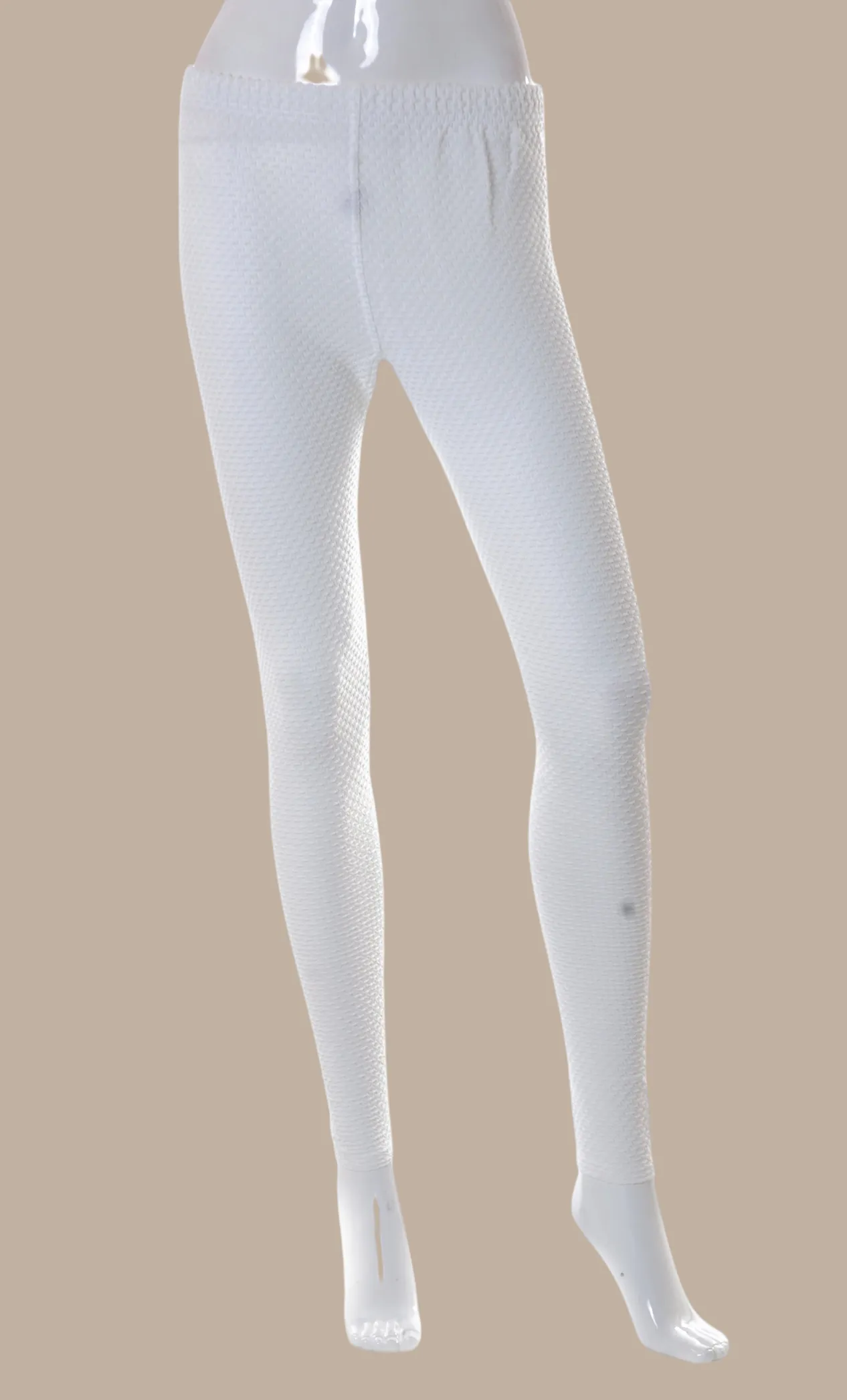 Light Cream Embossed Leggings