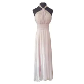 Long Formal Pink Halter Party Prom Bridesmaid Maxi Dress