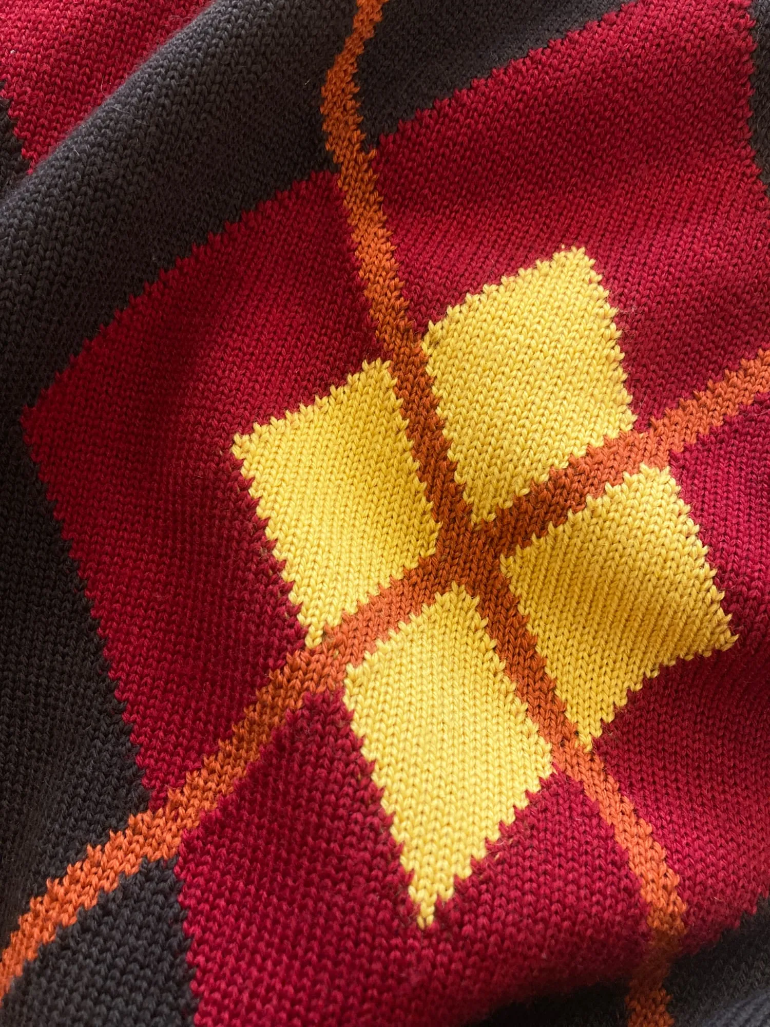 Luciano Soprani brown red yellow argyle knitted wool sweater vest - sz 42 IT