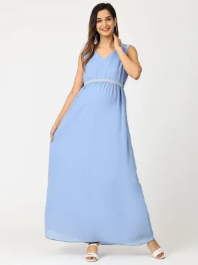 Maya Blue with Sequins Maternity Gown