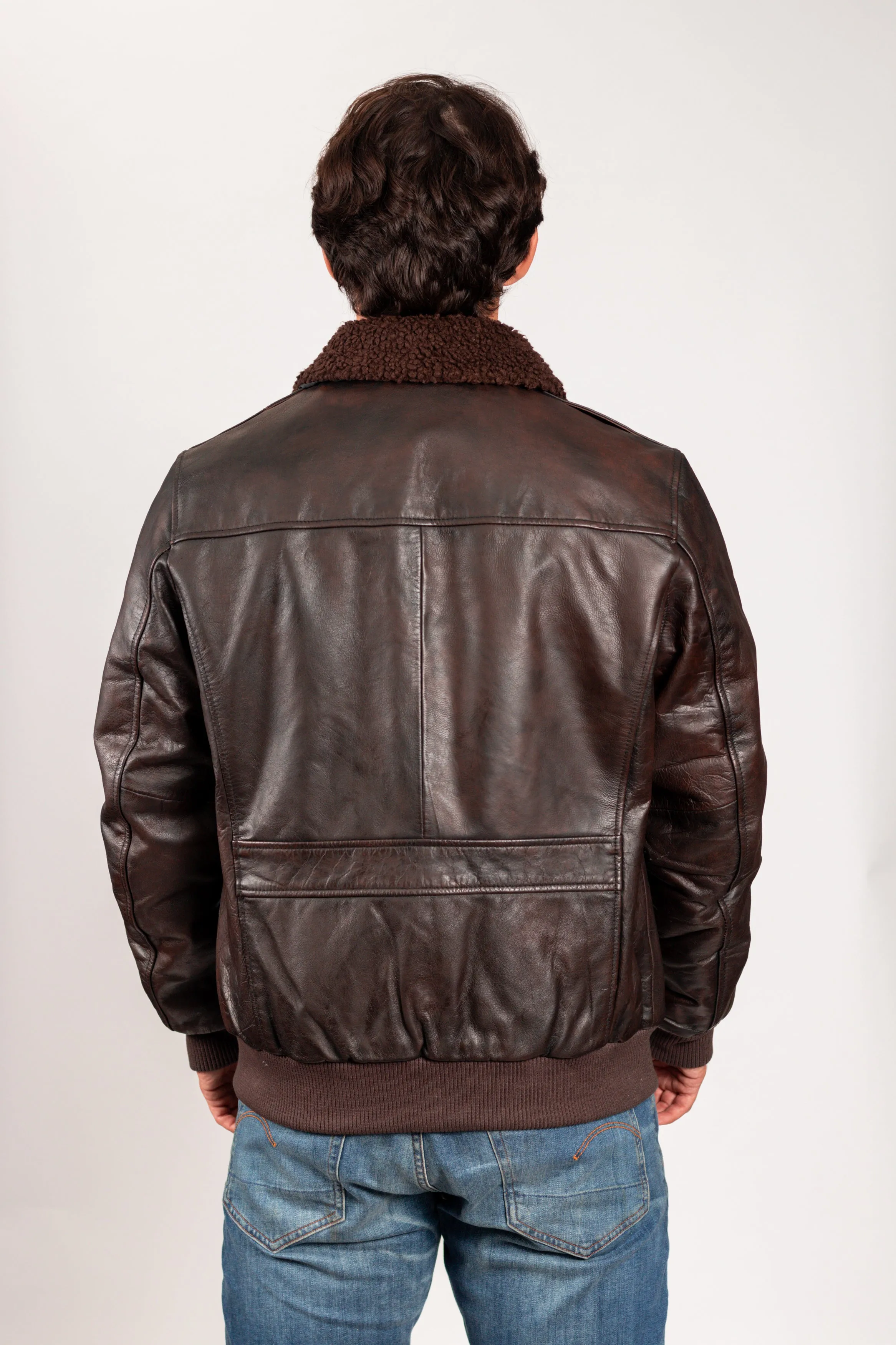 Men's Bomber Leather Jacket Brown (POS)