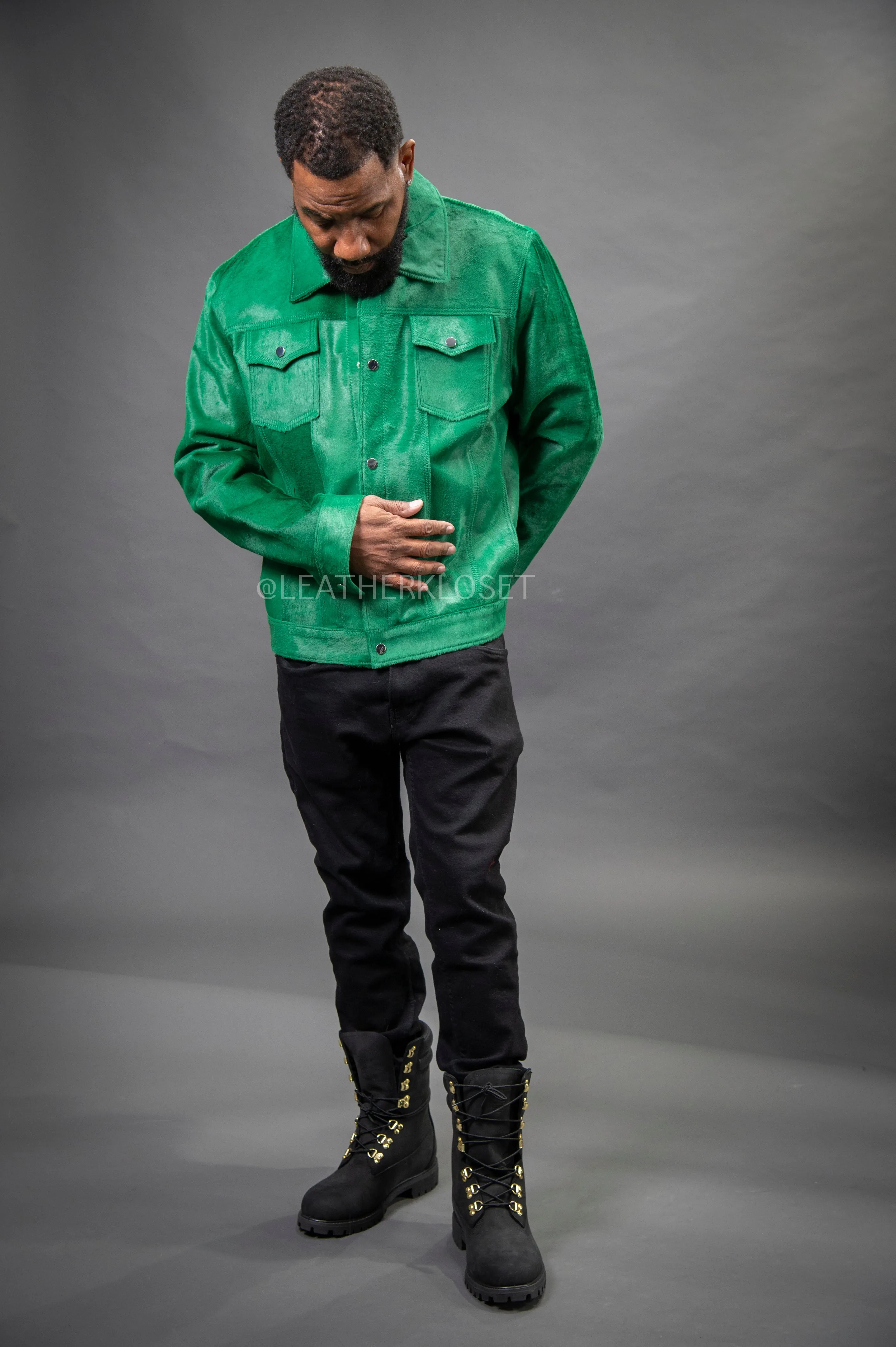 Men's Dylan Pony Jean Jacket [Green]