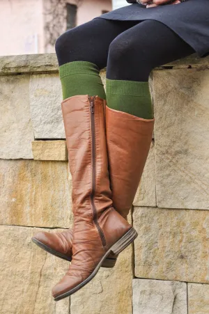 Merino Wool Women's Knee High Socks in Moss Green - Aussie Made