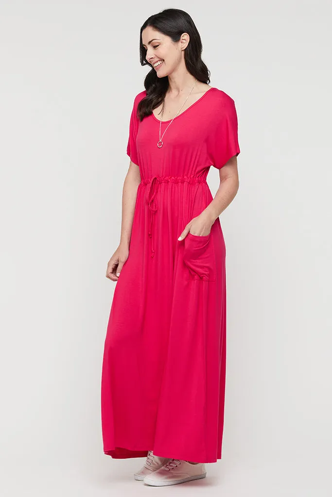 Mila Maxi Maternity Dress - Magenta