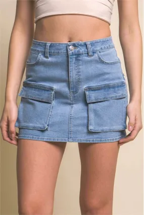 Mini Cargo Denim Skirt