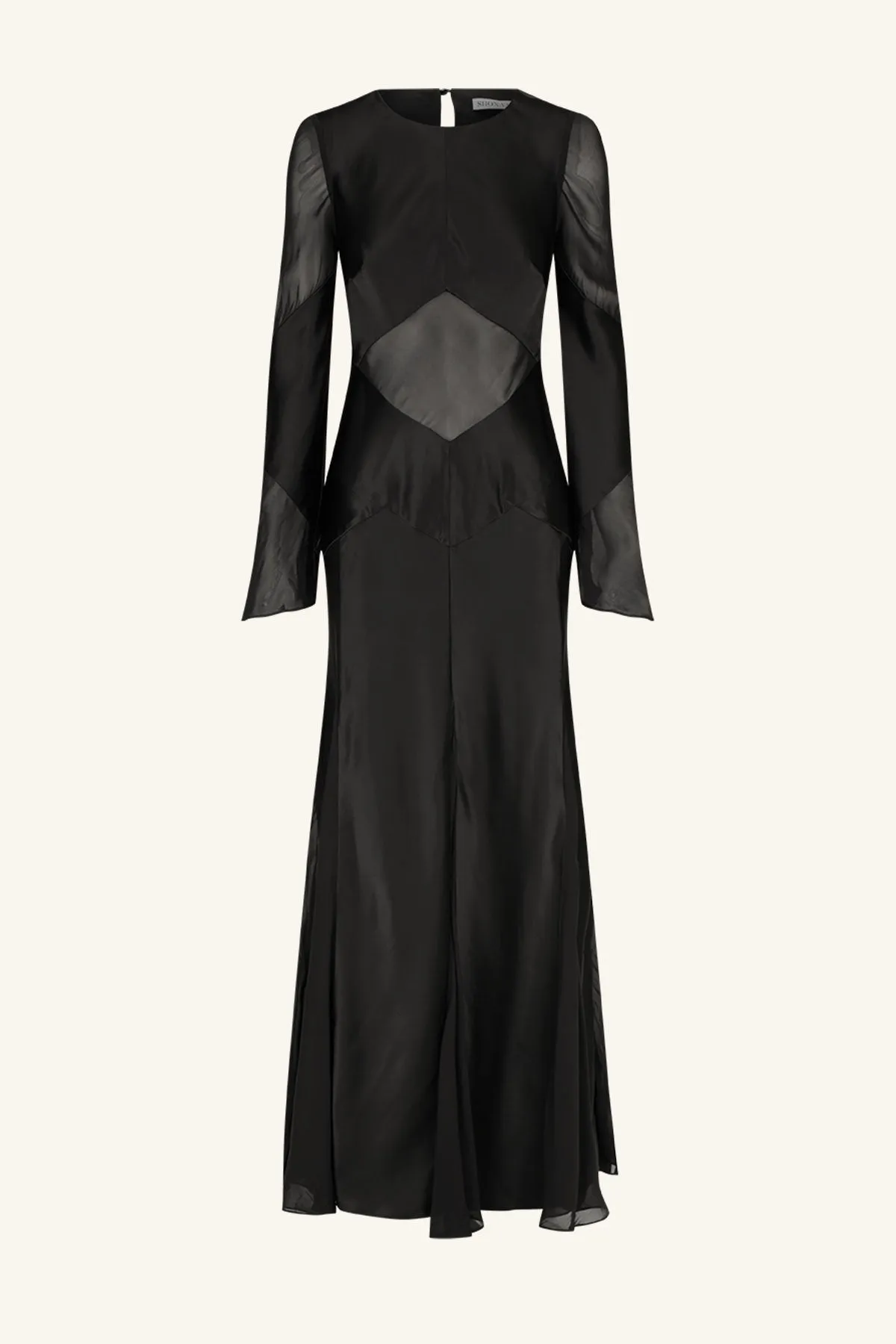 MORAYA GODET MAXI DRESS - BLACK