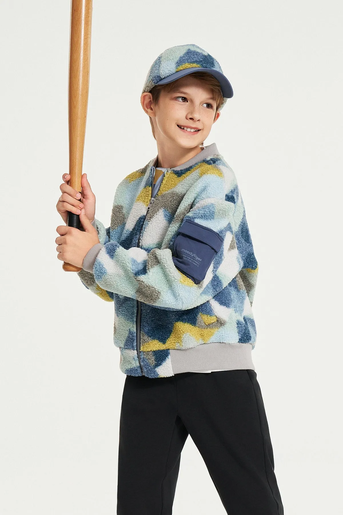 Mosaic Sherpa Baseball Jacket