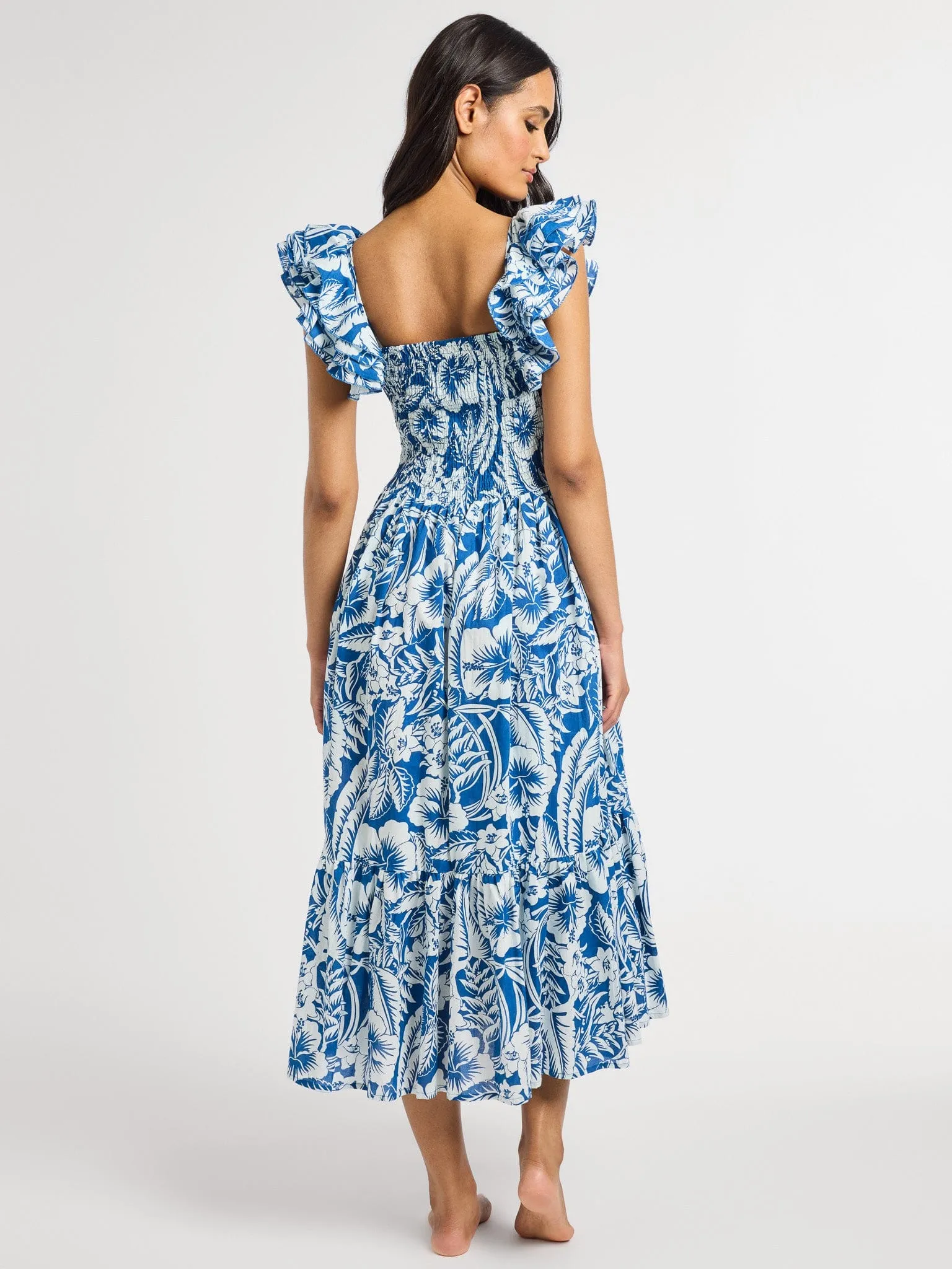 Olympia Dress in Blue Hibiscus