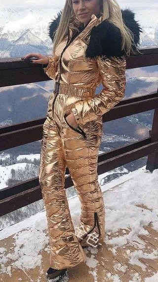 One-Piece Ski Suit Winter Windproof Skiing Jumpsuit