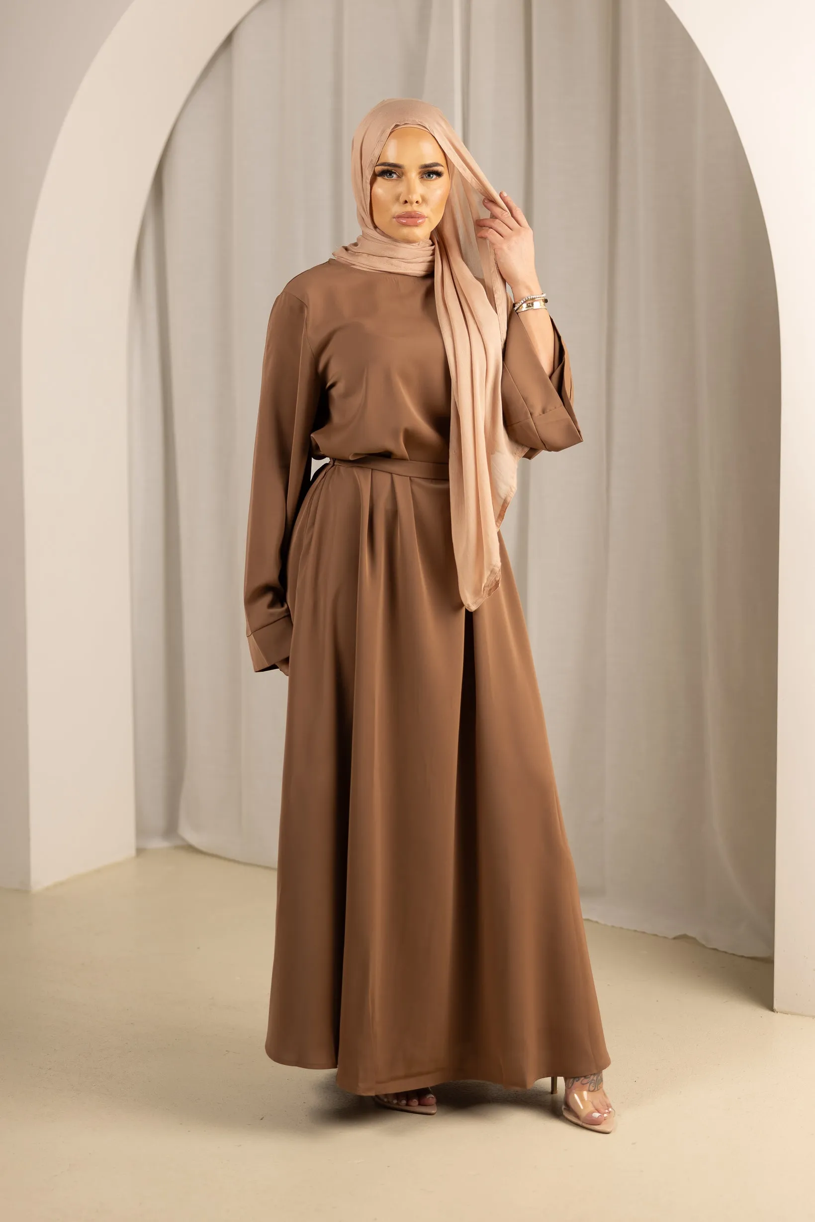 Open Sleeve Abaya - Shades of Brown