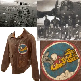 Original U.S. WWII Army Air Forces B-24 Type A2 Leather Flight Jacket Named To 15th Air Force Bombardier Lt. George E. Sanchez - Prisoner of War