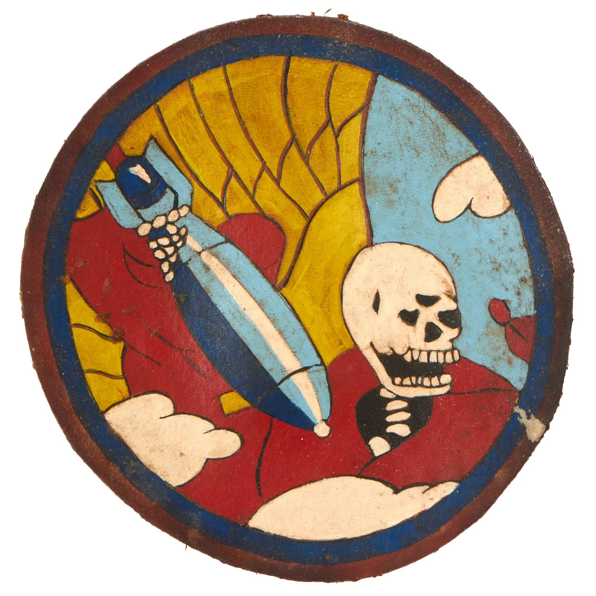 Original U.S. WWII Italian-Made 816th Bombardment Squadron Painted Leather Jacket Patch - 483rd Bombardment Group