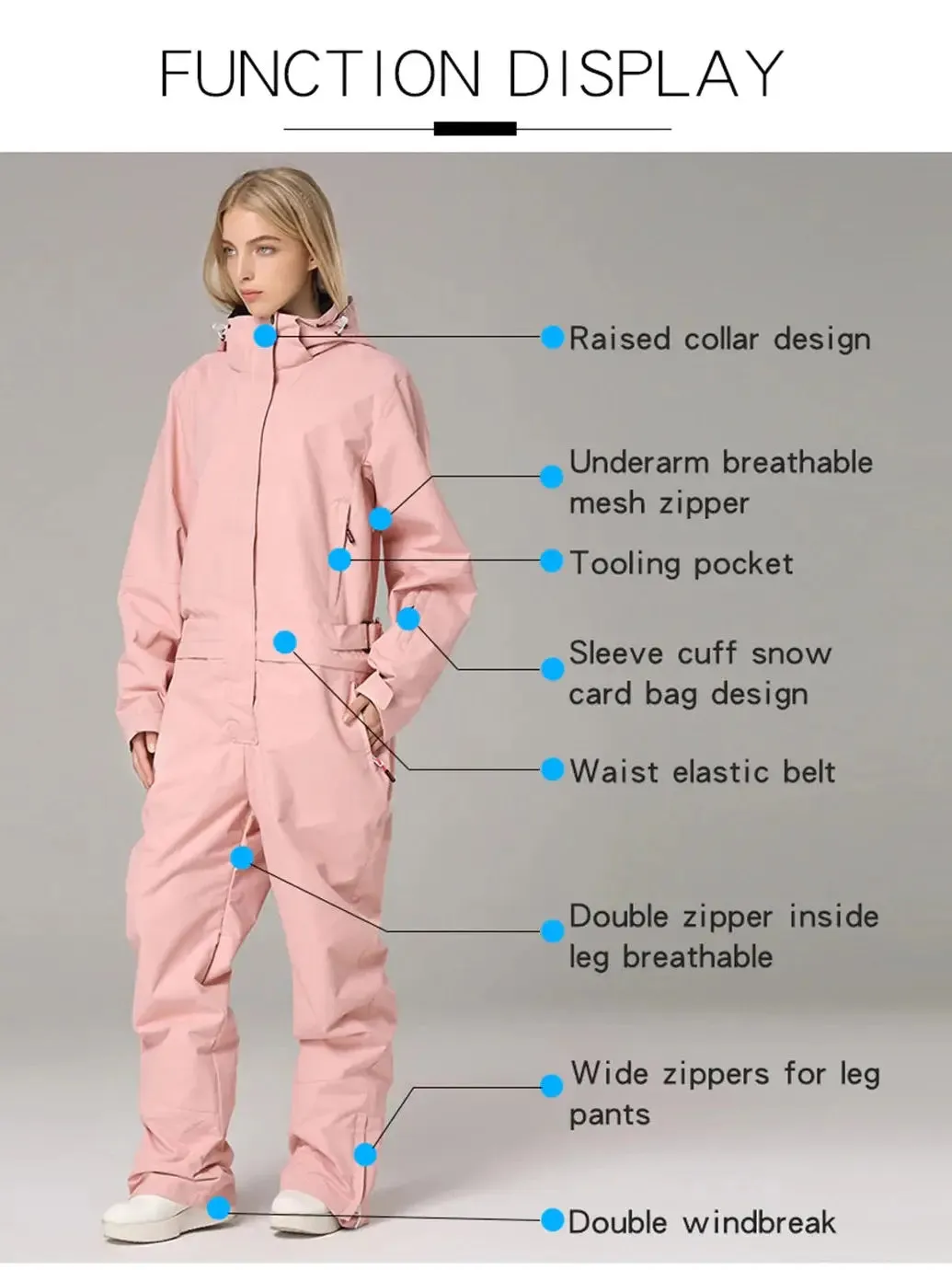 Outdoor One Piece Ski Suits Waterproof Snowsuits