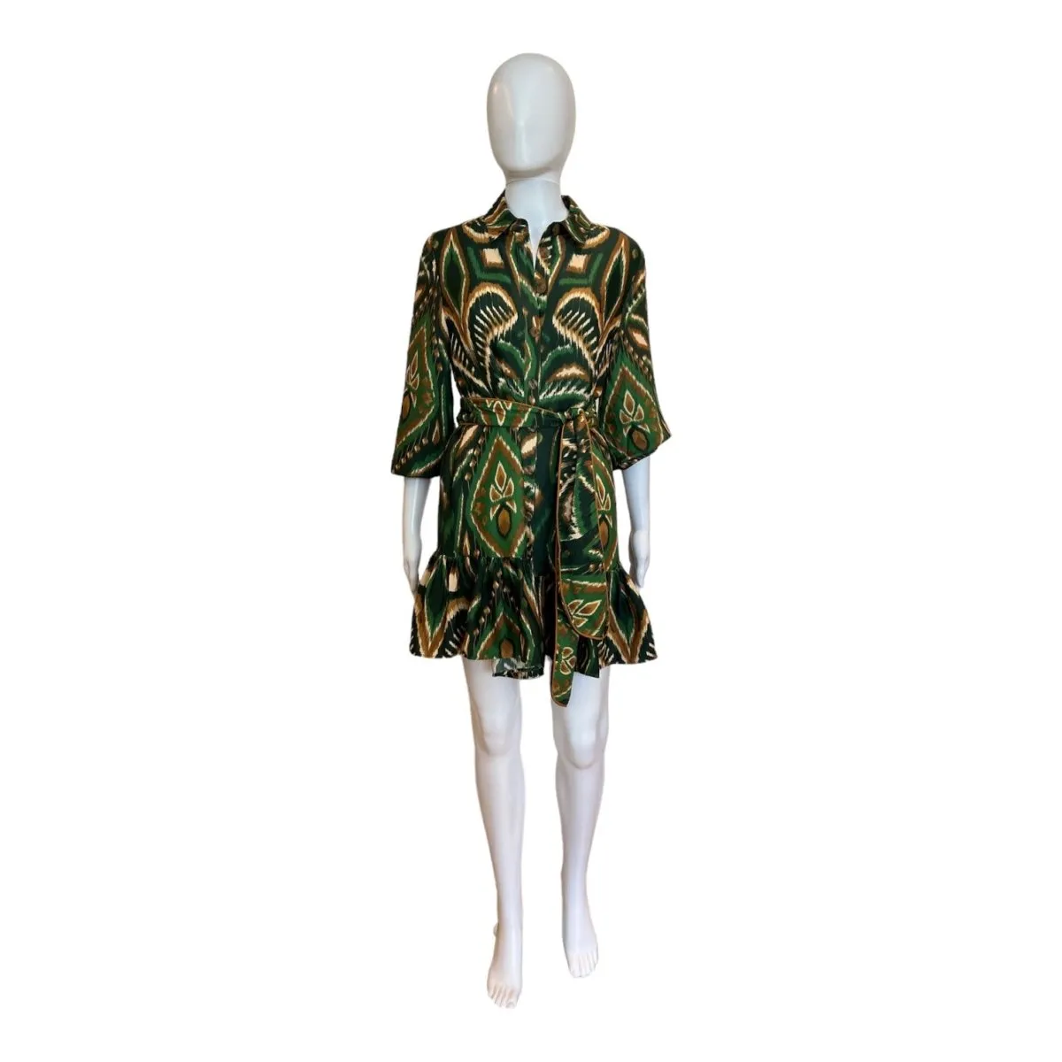 Pineapple Ikat Green Mini Dress