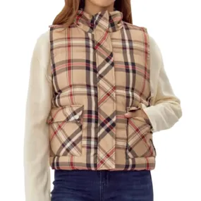 Plaid Puffer Vest