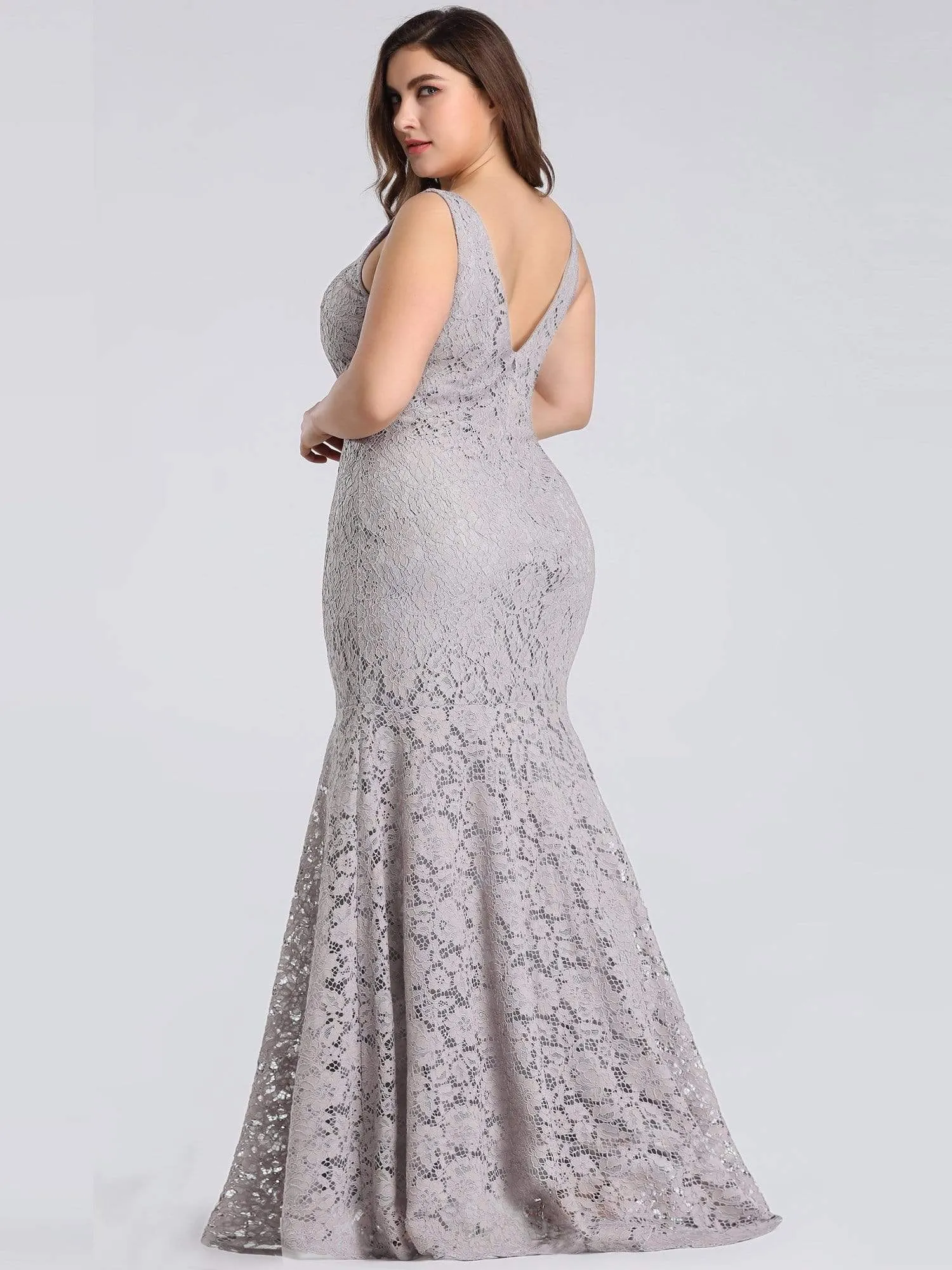 Plus Size Sexy Fitted Lace Mermaid Evening Dress