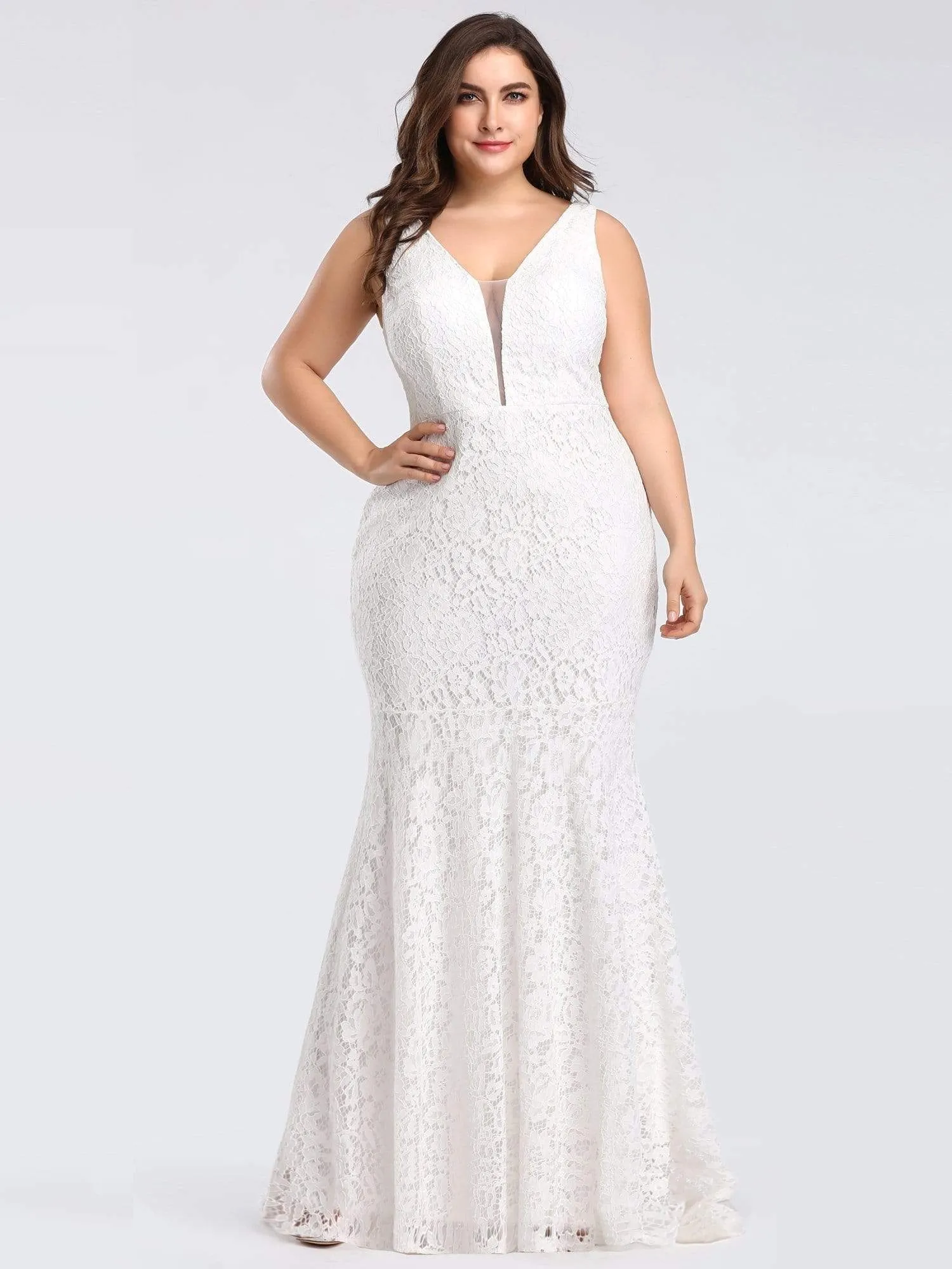 Plus Size Sexy Fitted Lace Mermaid Evening Dress