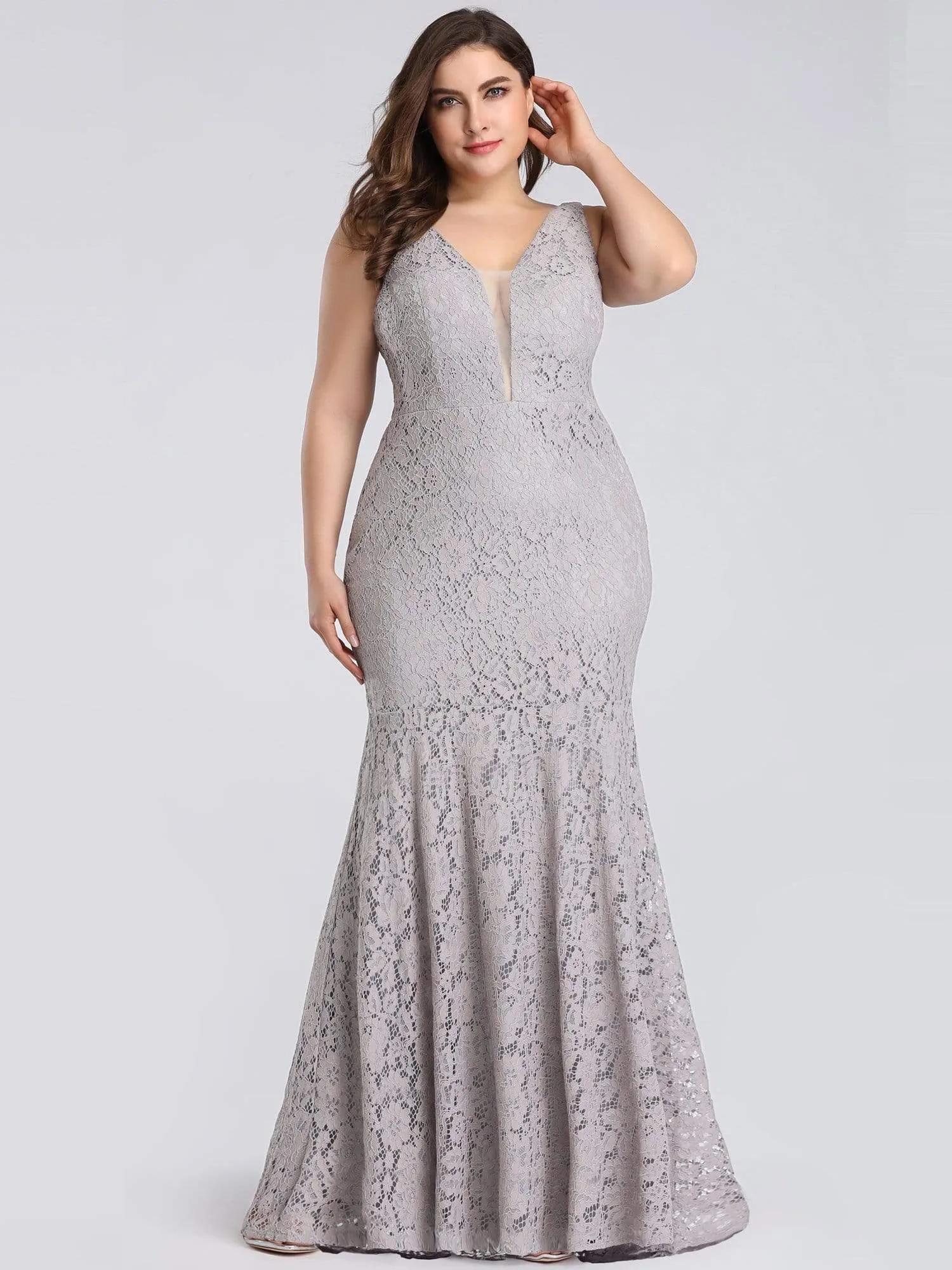 Plus Size Sexy Fitted Lace Mermaid Evening Dress