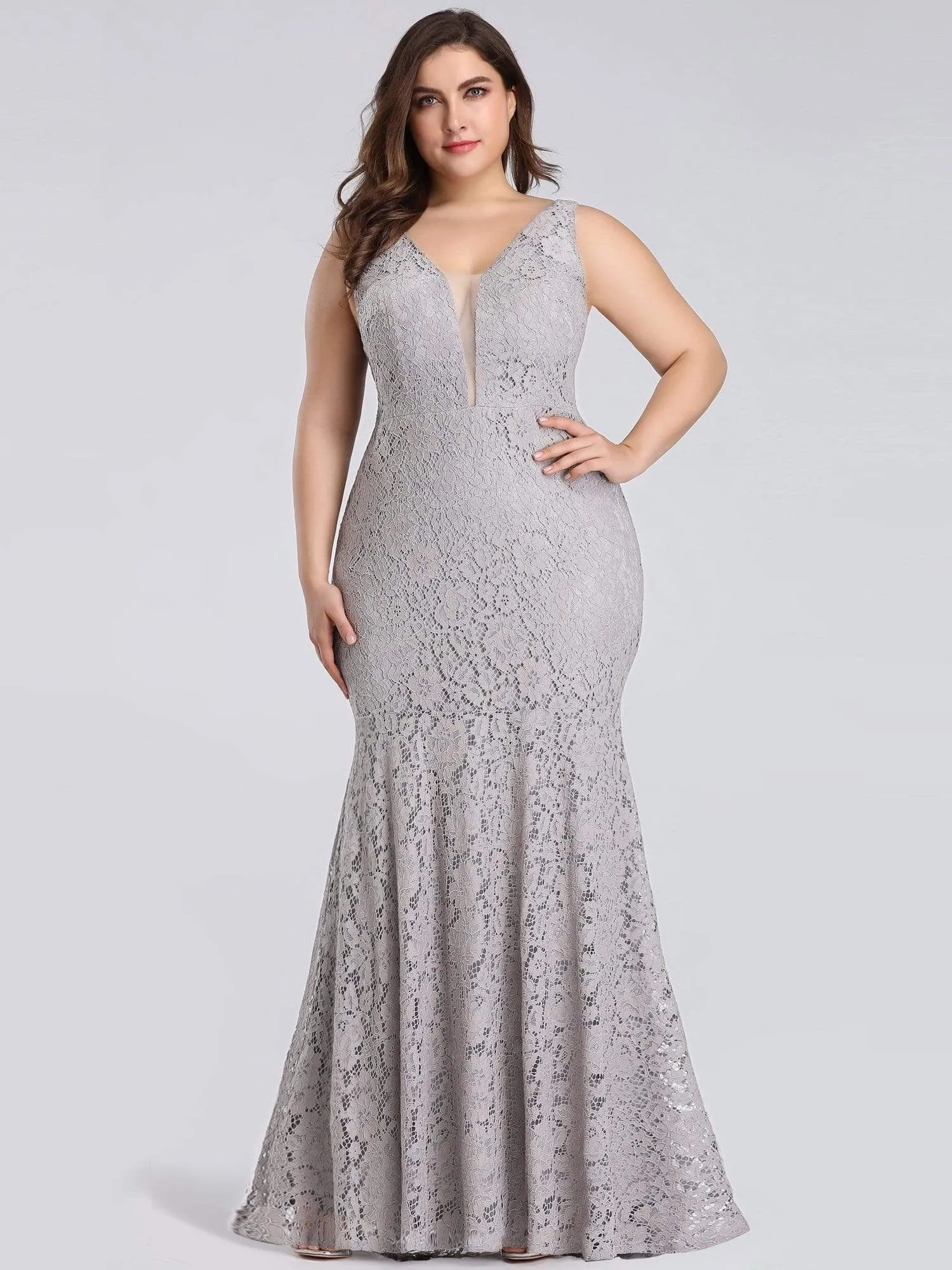 Plus Size Sexy Fitted Lace Mermaid Evening Dress