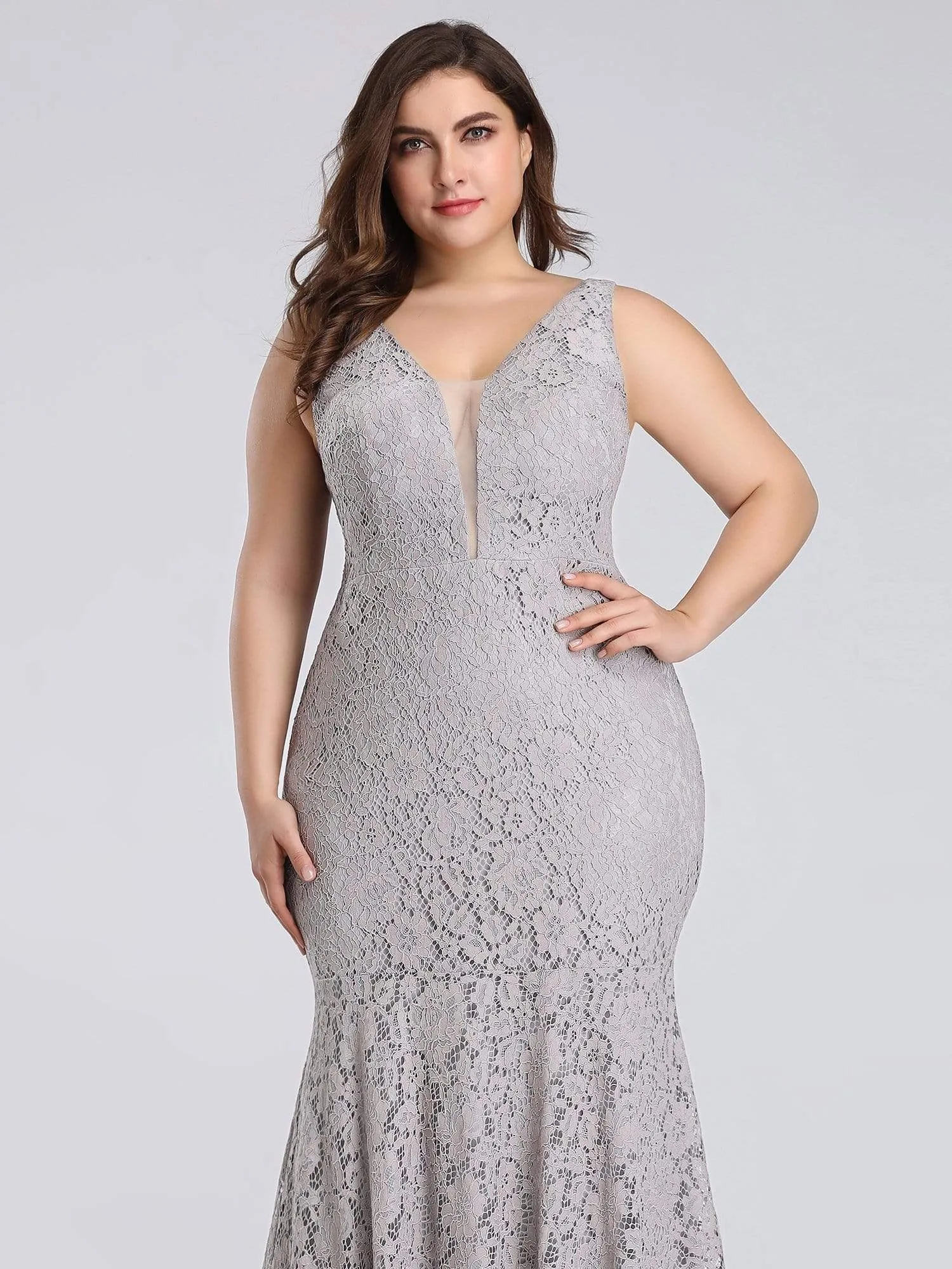 Plus Size Sexy Fitted Lace Mermaid Evening Dress