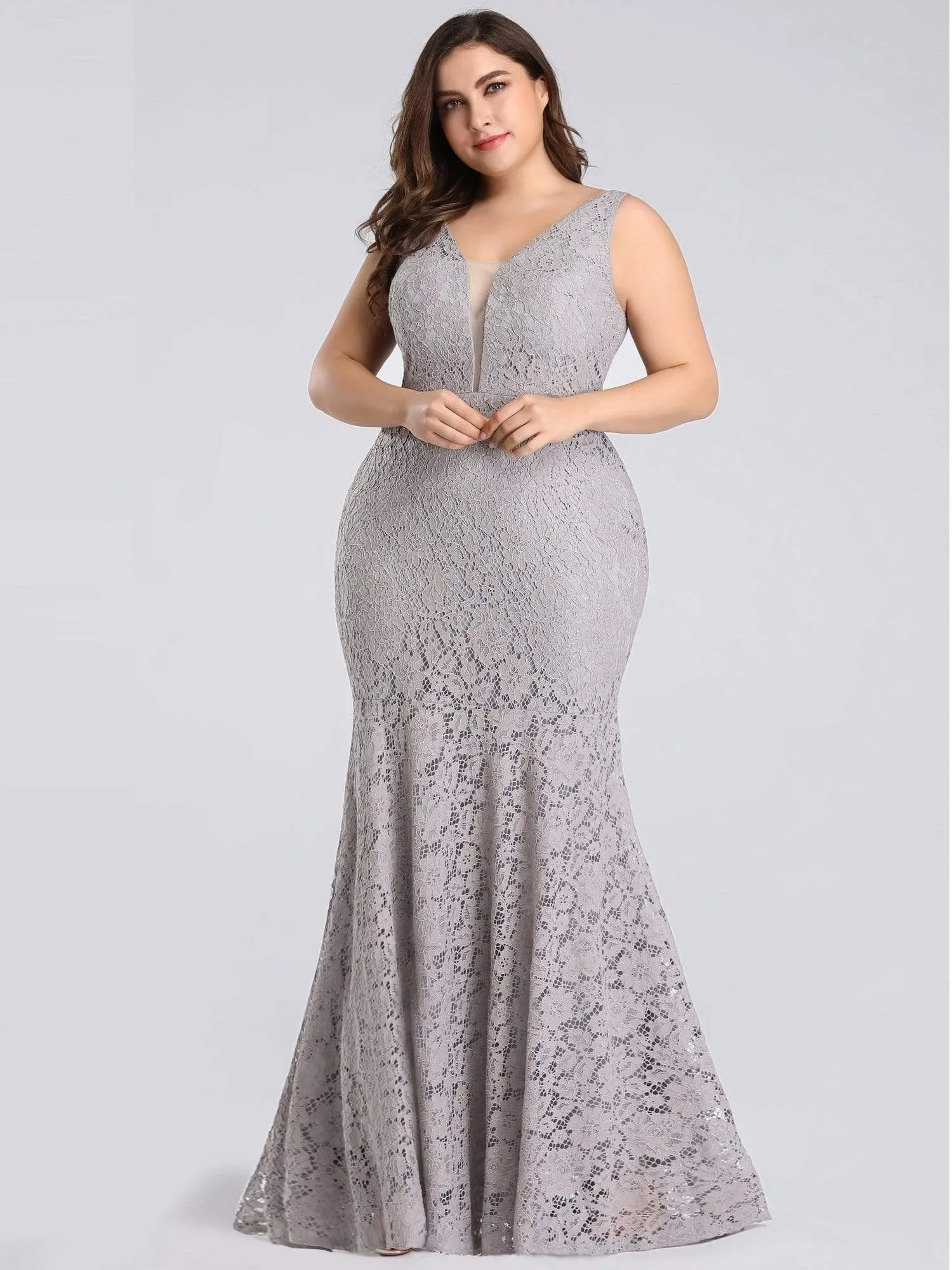 Plus Size Sexy Fitted Lace Mermaid Evening Dress