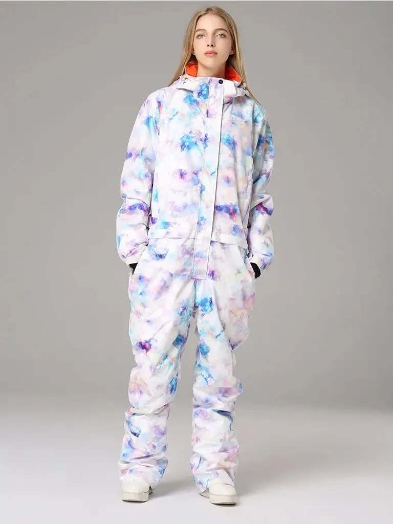 Printed One Piece Ski Suits Ski Onesies Jumpsuits for Women