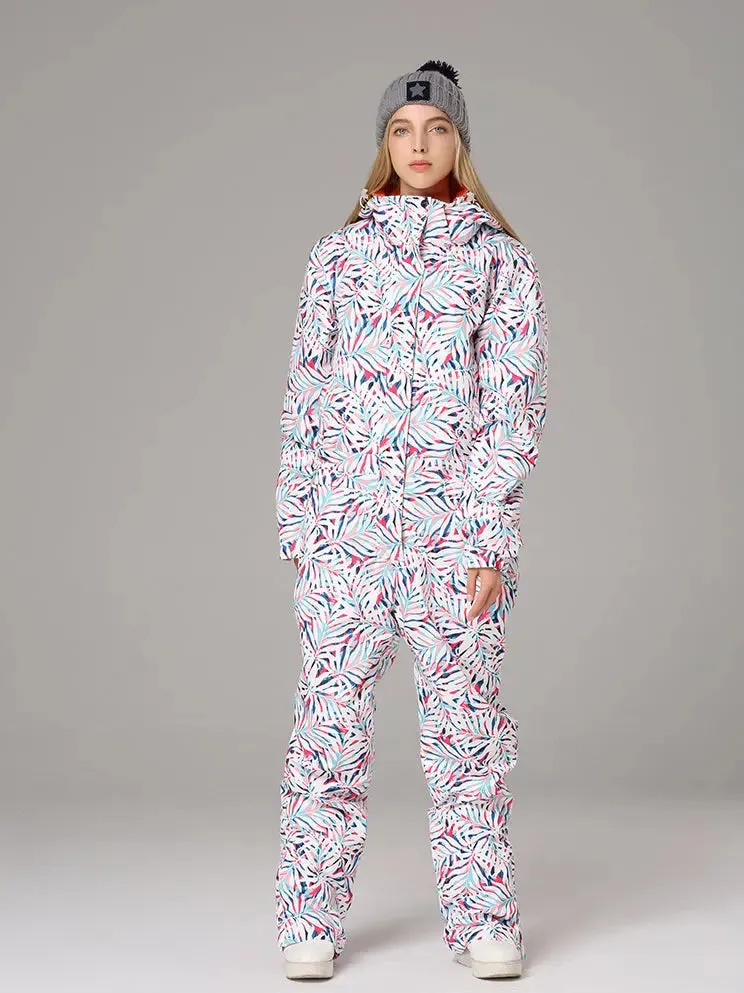 Printed One Piece Ski Suits Ski Onesies Jumpsuits for Women