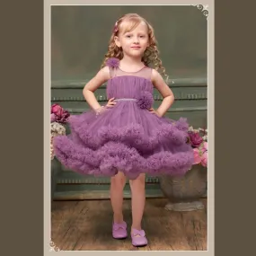 Purple & Blue Frill Layered Girls Frock