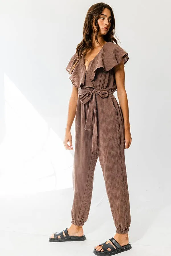 Ruffled V-neck Jumpsuit