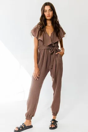 Ruffled V-neck Jumpsuit